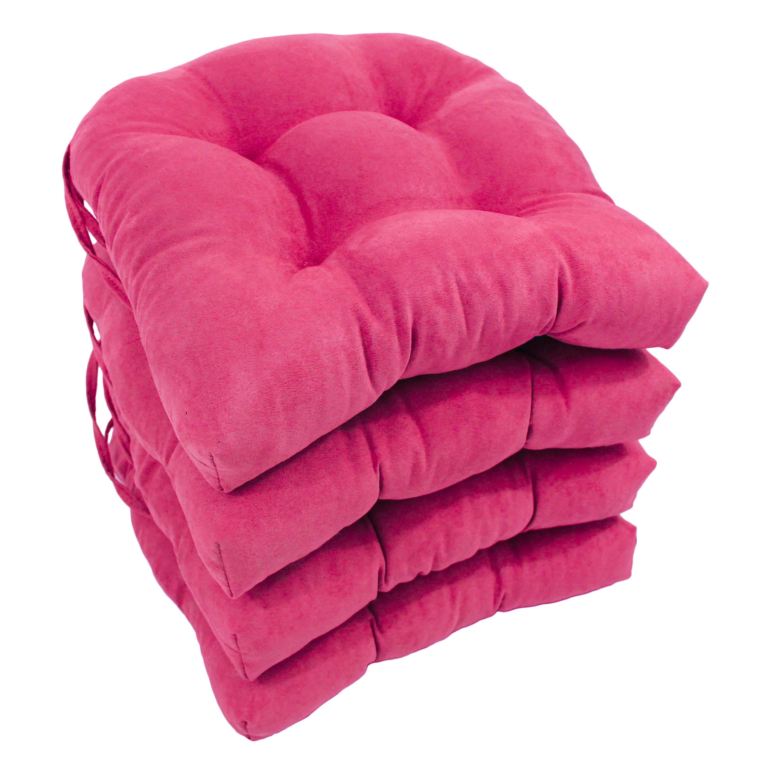 Picture of Blazing Needles 916X16US-T-4CH-MS-BB 16 in. Solid Microsuede U-Shaped Tufted Chair Cushions, Bery Berry - Set of 4