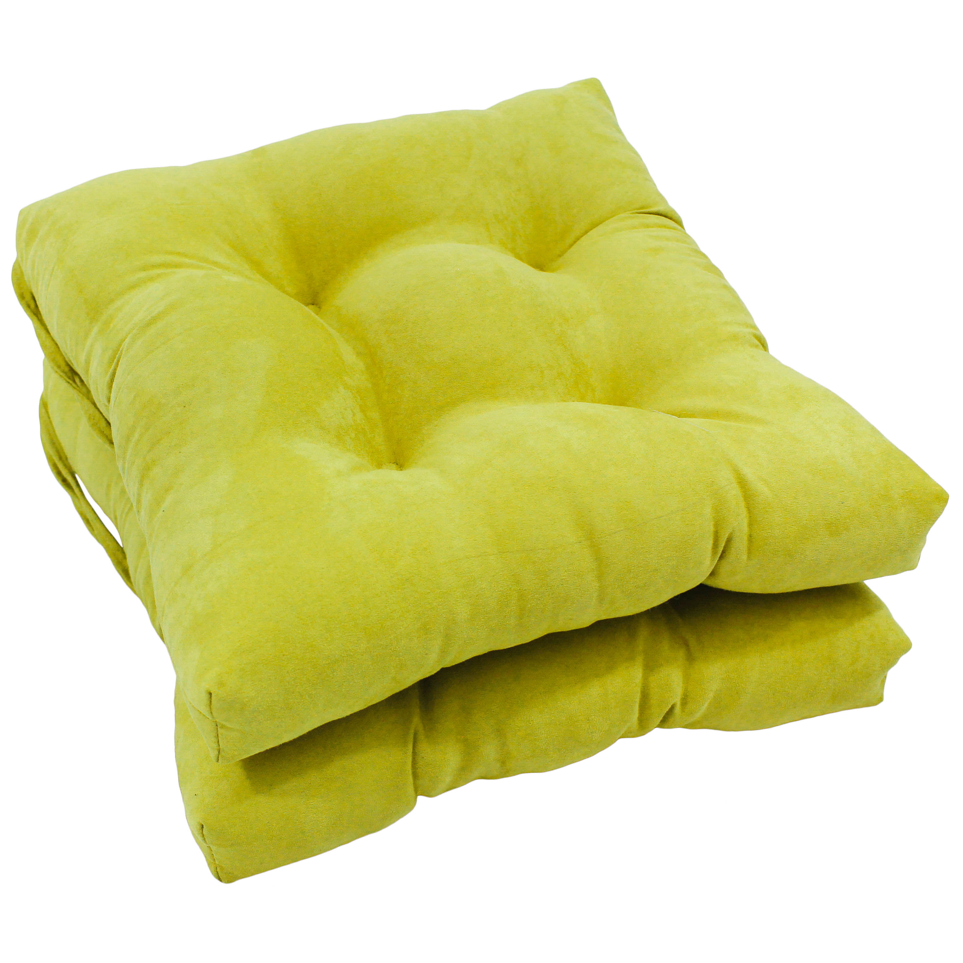 Picture of Blazing Needles 916X16SQ-T-2CH-MS-ML 16 in. Solid Microsuede Square Tufted Chair Cushions&#44; Mojito Lime - Set of 2