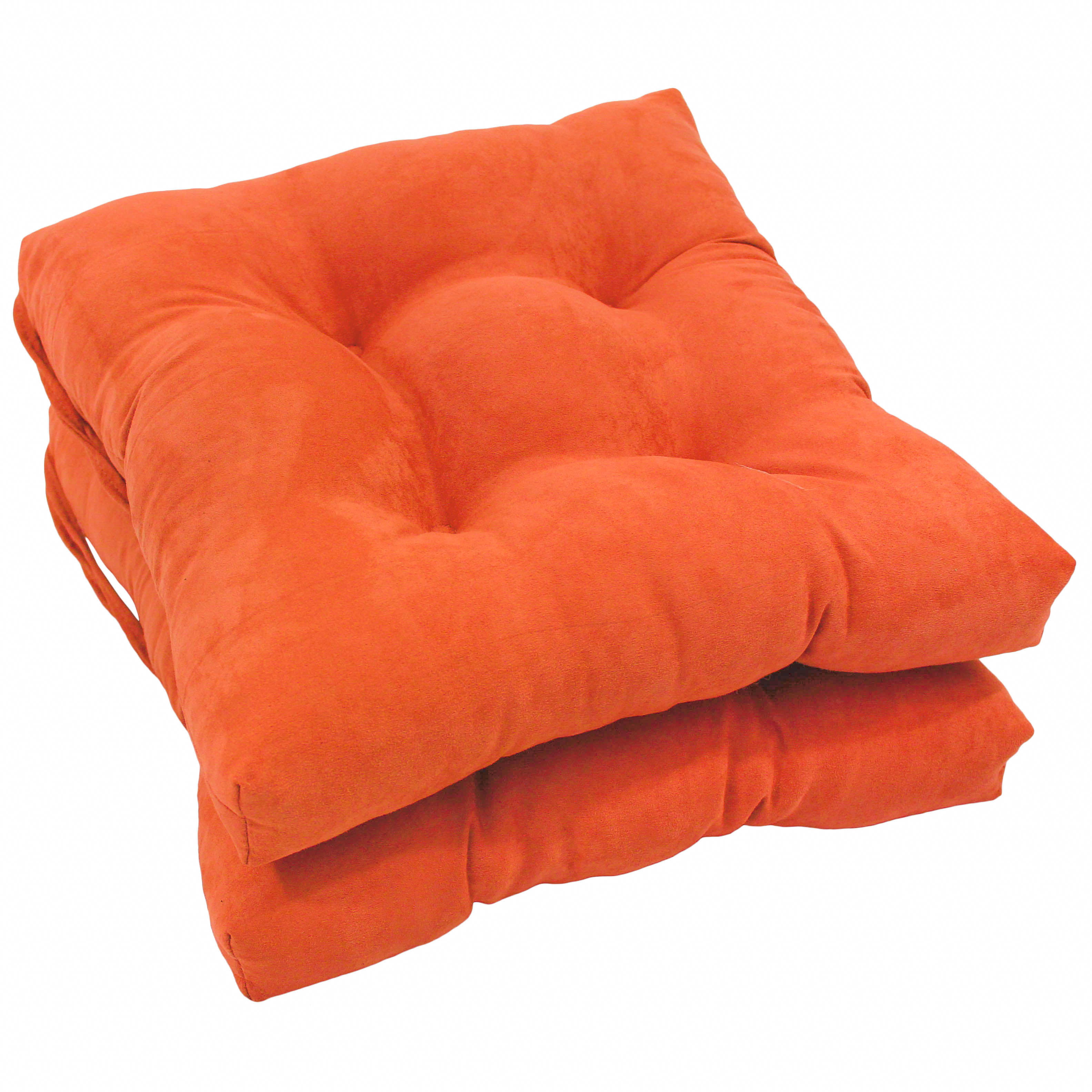 Picture of Blazing Needles 916X16SQ-T-2CH-MS-TD 16 in. Solid Microsuede Square Tufted Chair Cushions&#44; Tangerine Dream - Set of 2