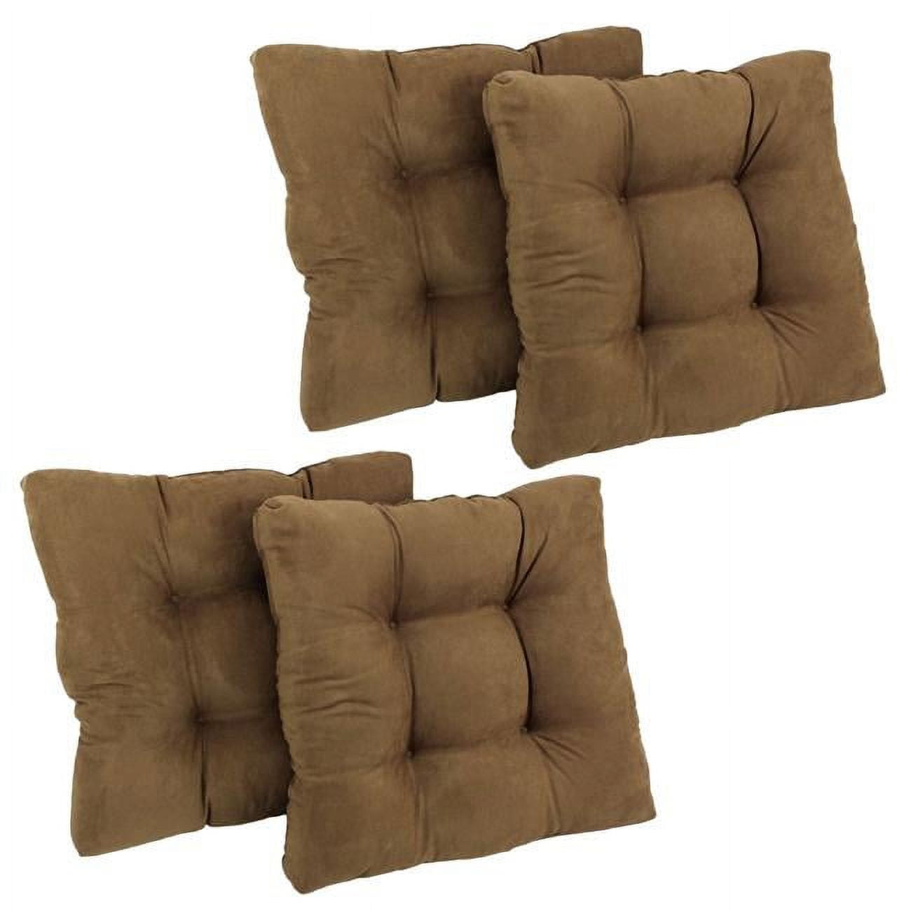 Picture of Blazing Needles 94005-4CH-MS-SB 19 in. Squared Microsuede Tufted Dining Chair Cushions, Saddle Brown - Set of 4