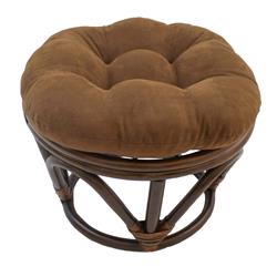93301-18IN-MS-CH 18 in. Round Solid Microsuede Tufted Footstool Cushion, Chocolate