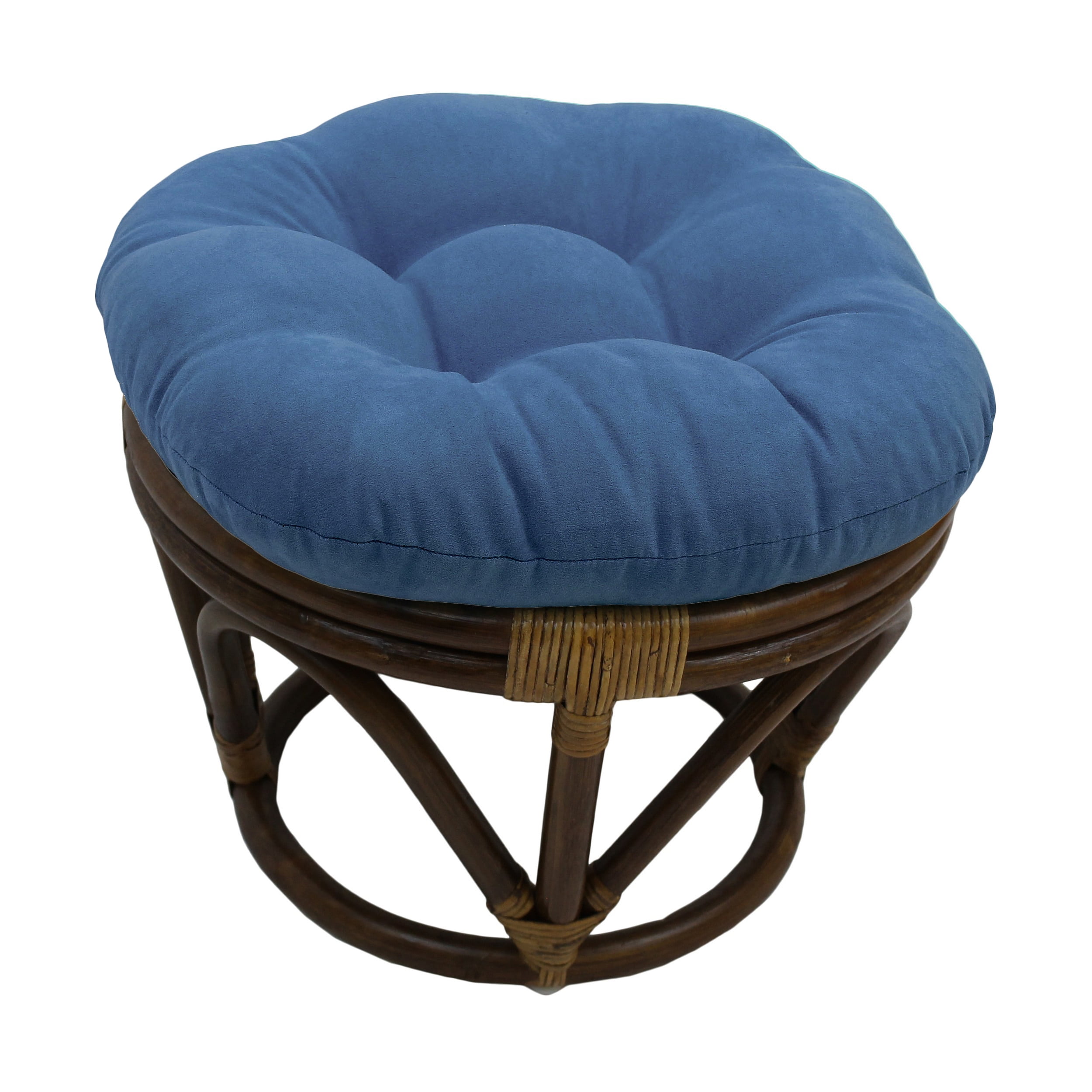 Picture of Blazing Needles 93301-18IN-MS-IN 18 in. Round Solid Microsuede Tufted Footstool Cushion, Indigo