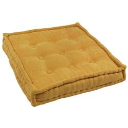25-SQ-MS-LM 25 in. Square Corded Floor Pillow with Button Tufts, Lemon