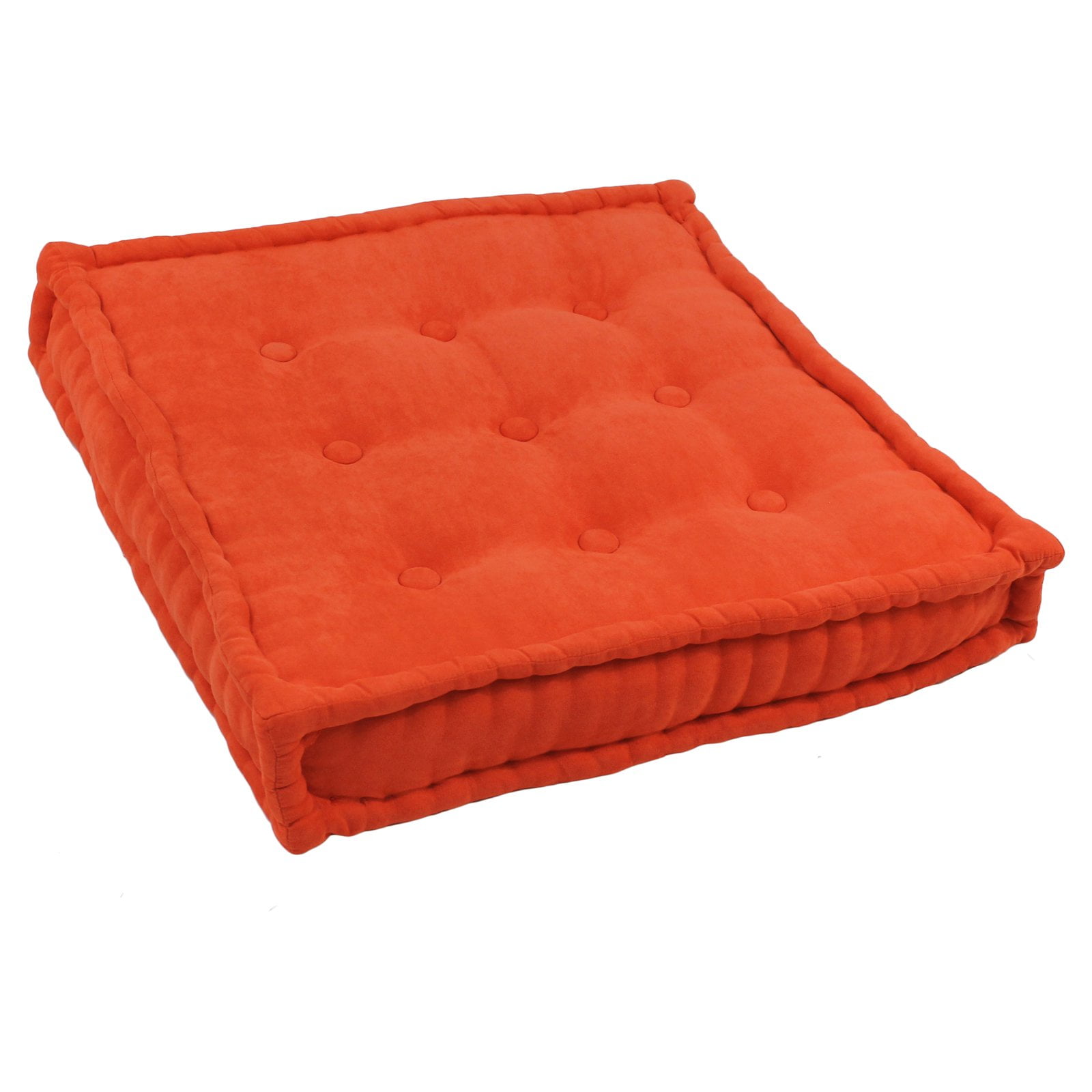 25-SQ-MS-TD 25 in. Square Corded Floor Pillow with Button Tufts, Tangerine Dream