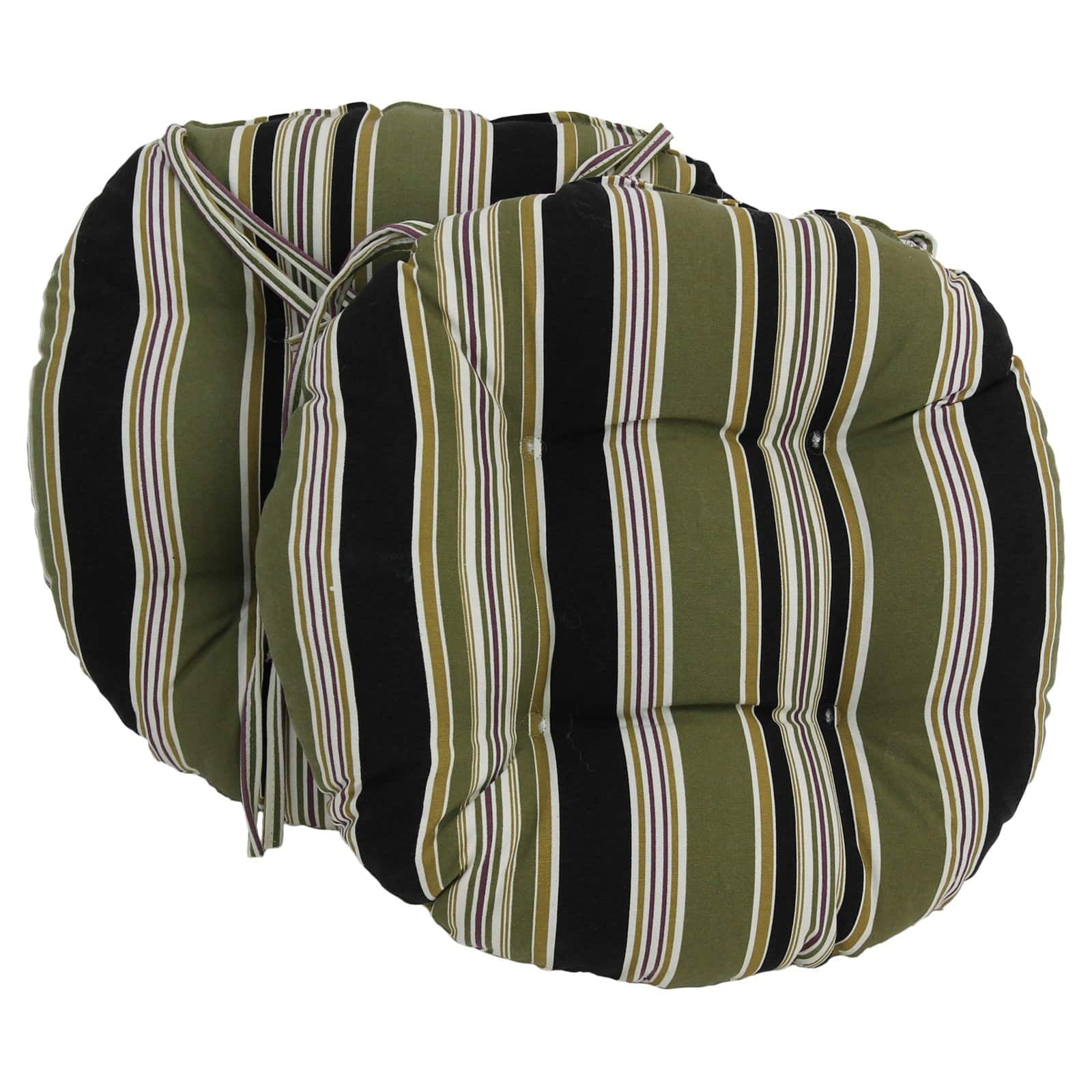 Picture of Blazing Needles 916X16RD-T-2CH-REO-13 16 in. Spun Polyester Patterned Outdoor Round Tufted Chair Cushions, Eastbay Onyx - Set of 2