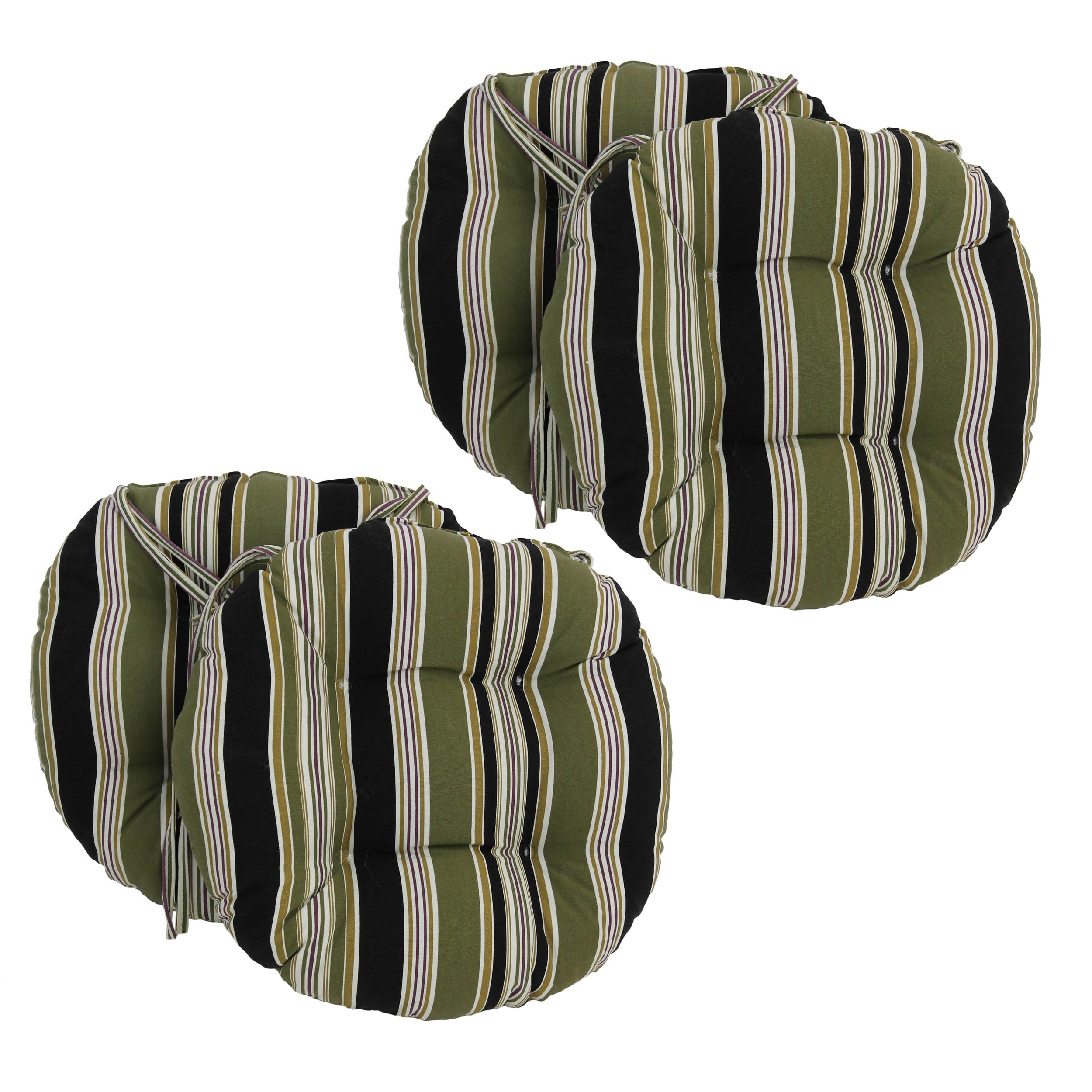 Picture of Blazing Needles 916X16RD-T-4CH-REO-13 16 in. Spun Polyester Patterned Outdoor Round Tufted Chair Cushions&#44; Eastbay Onyx - Set of 4