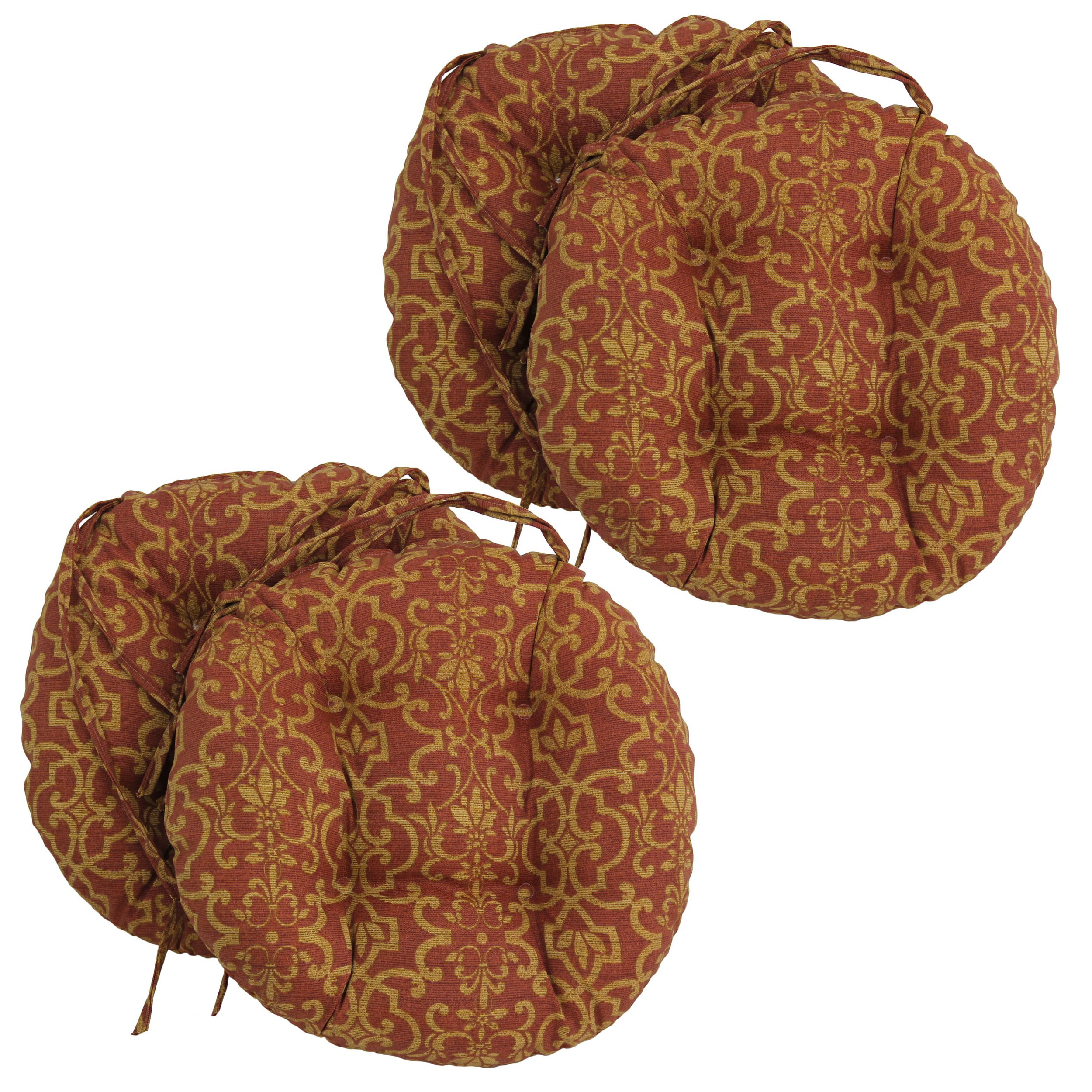 Picture of Blazing Needles 916X16RD-T-4CH-REO-18 16 in. Spun Polyester Patterned Outdoor Round Tufted Chair Cushions&#44; Vanya Paprika - Set of 4