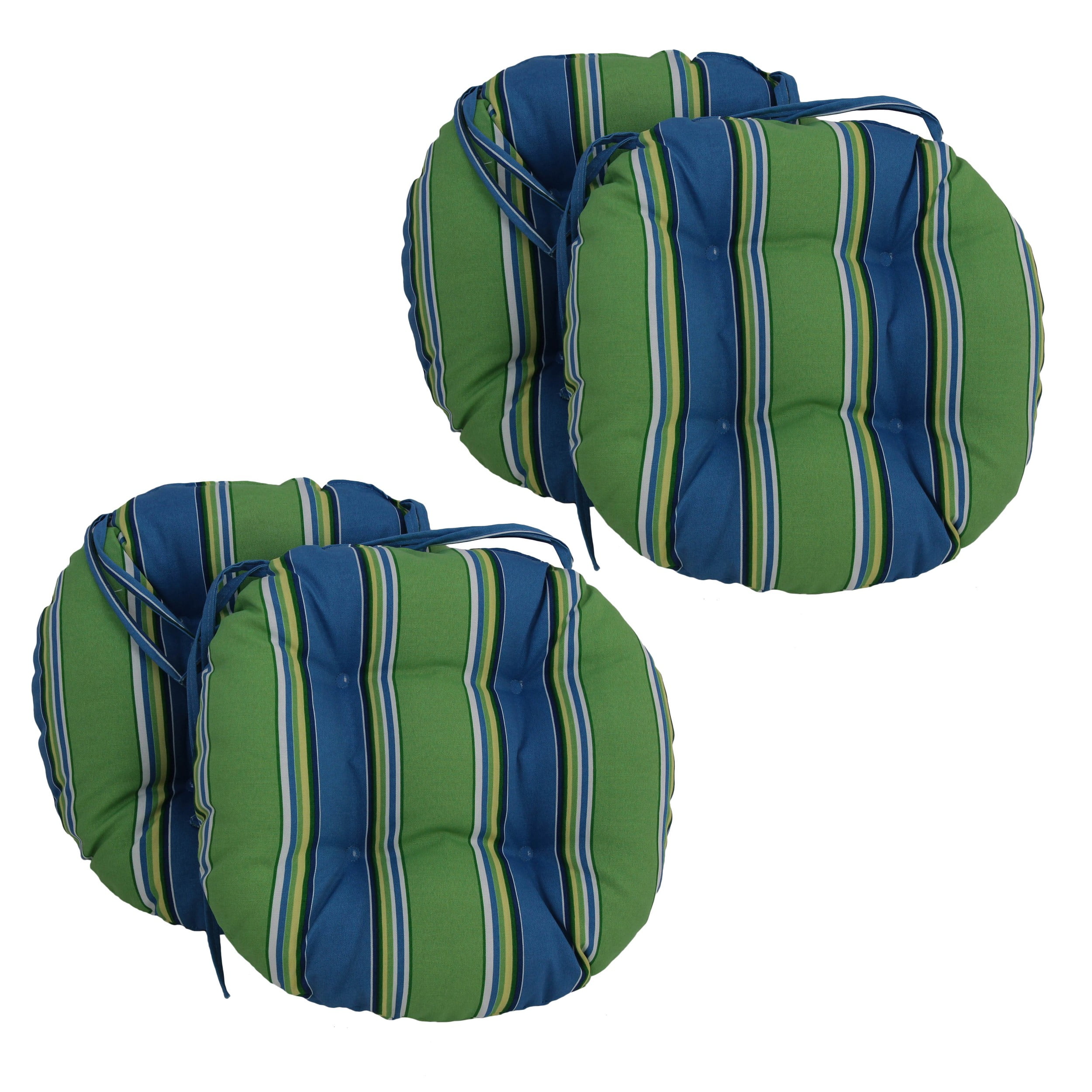 Picture of Blazing Needles 916X16RD-T-4CH-REO-29 16 in. Spun Polyester Patterned Outdoor Round Tufted Chair Cushions&#44; Haliwell Caribbean - Set of 4