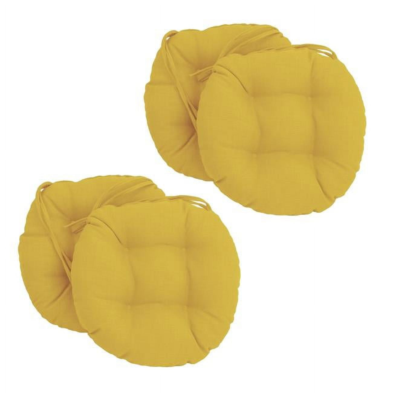 Picture of Blazing Needles 916X16RD-T-4CH-REO-SOL-03 16 in. Spun Polyester Solid Outdoor Round Tufted Chair Cushions&#44; Lemon - Set of 4
