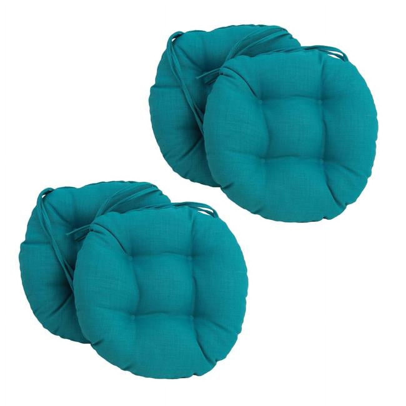 Picture of Blazing Needles 916X16RD-T-4CH-REO-SOL-12 16 in. Spun Polyester Solid Outdoor Round Tufted Chair Cushions&#44; Aqua Blue - Set of 4