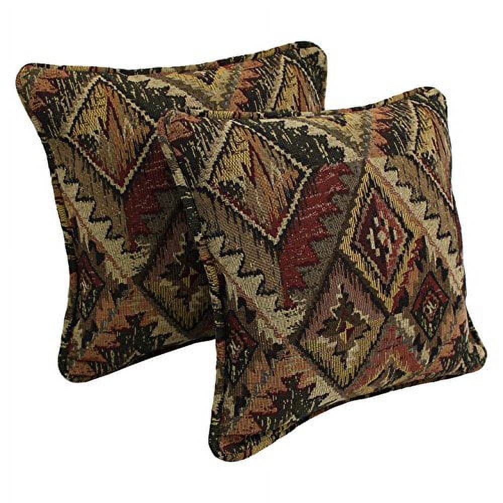 9810-CD-S2-TP-54 18 in. Double-Corded Patterned Tapestry Square Throw Pillows with Inserts, San Carlos - Set of 2