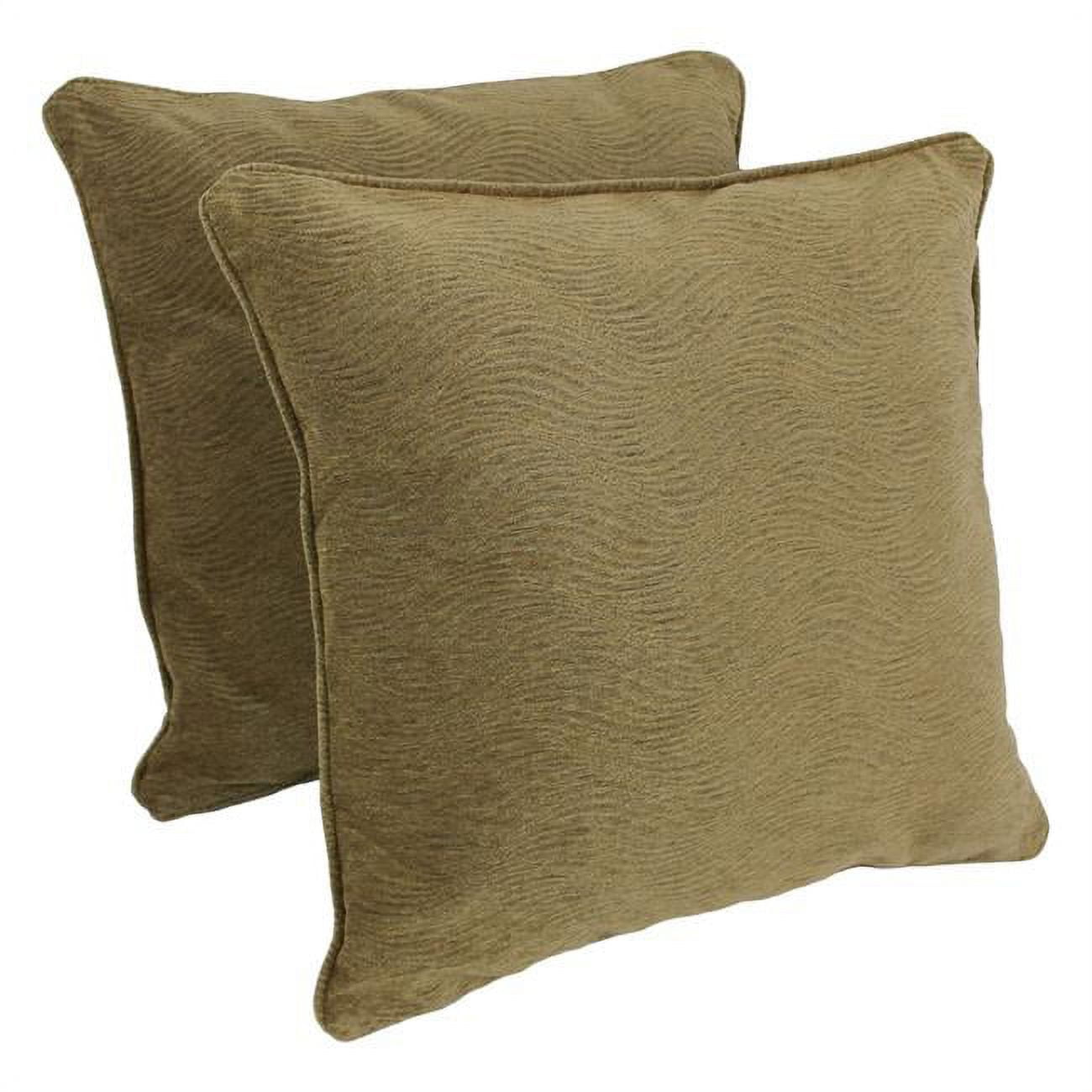 Picture of Blazing Needles 9813-CD-S2-JCH-09 25 in. Double-Corded Patterned Jacquard Chenille Square Indoor Floor Pillows with Inserts&#44; Champagne - Set of 2