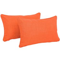 9811-CD-S2-REO-SOL-13 20 x 12 in. Double-Corded Solid Outdoor Spun Polyester Back Support Pillows with Inserts, Tangerine Dream - Set of 2