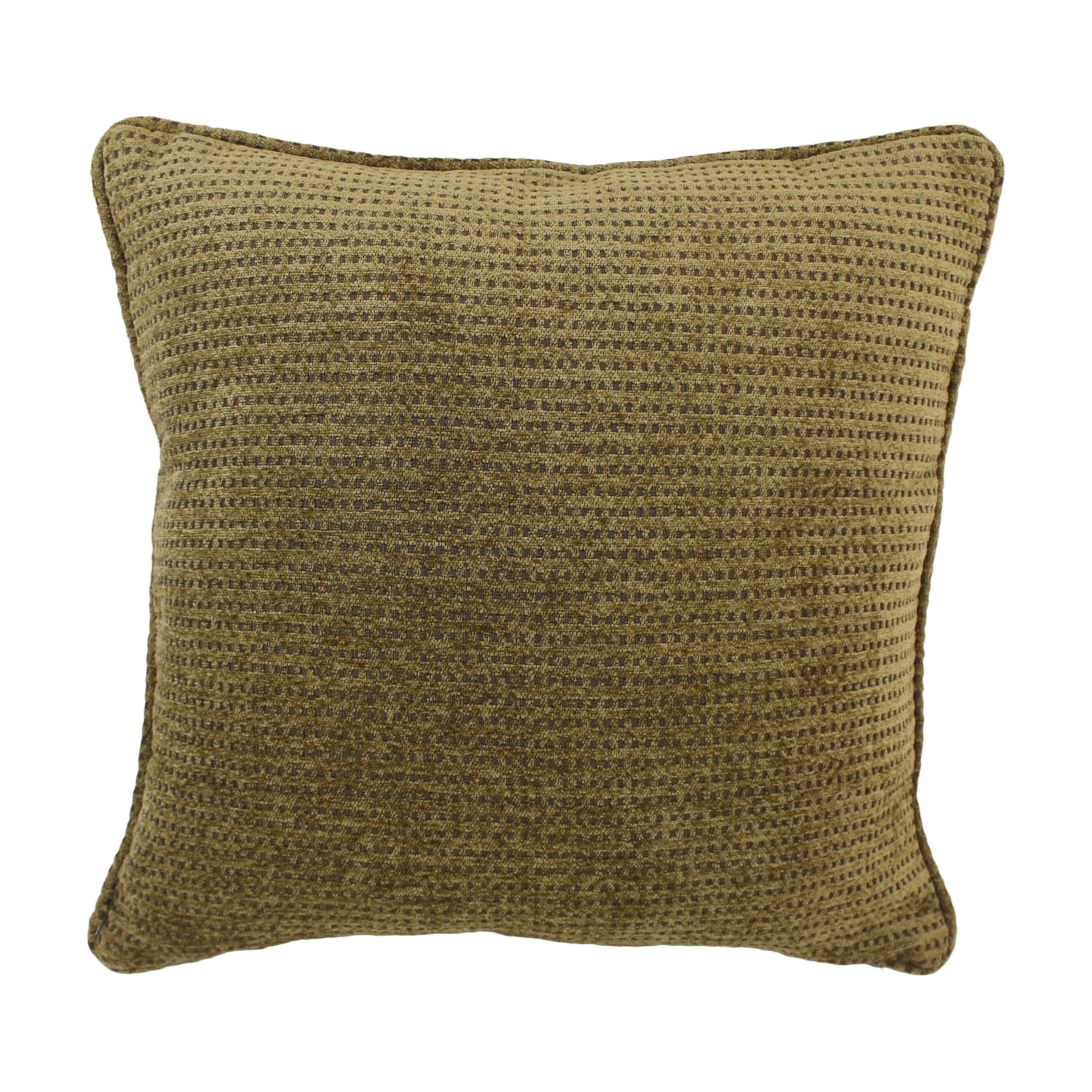 9810-CD-S1-JCH-CO-13 18 in. Double-Corded Patterned Jacquard Chenille Square Indoor Throw Pillow with Insert, Gingham Brown