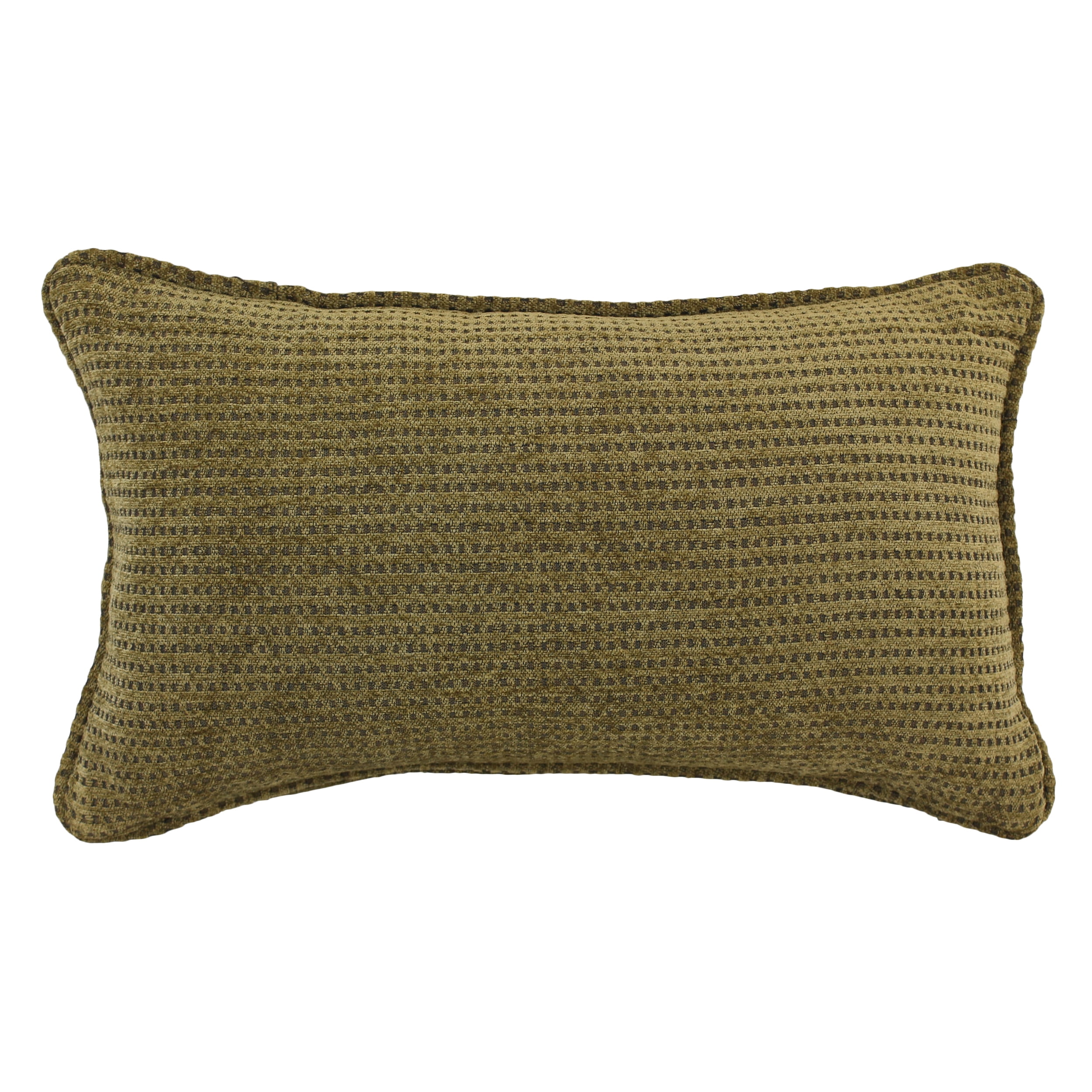 9811-CD-S1-JCH-CO-13 18 in. Double-Corded Patterned Jacquard Chenille Rectangular Throw Pillow with Insert, Gingham Brown