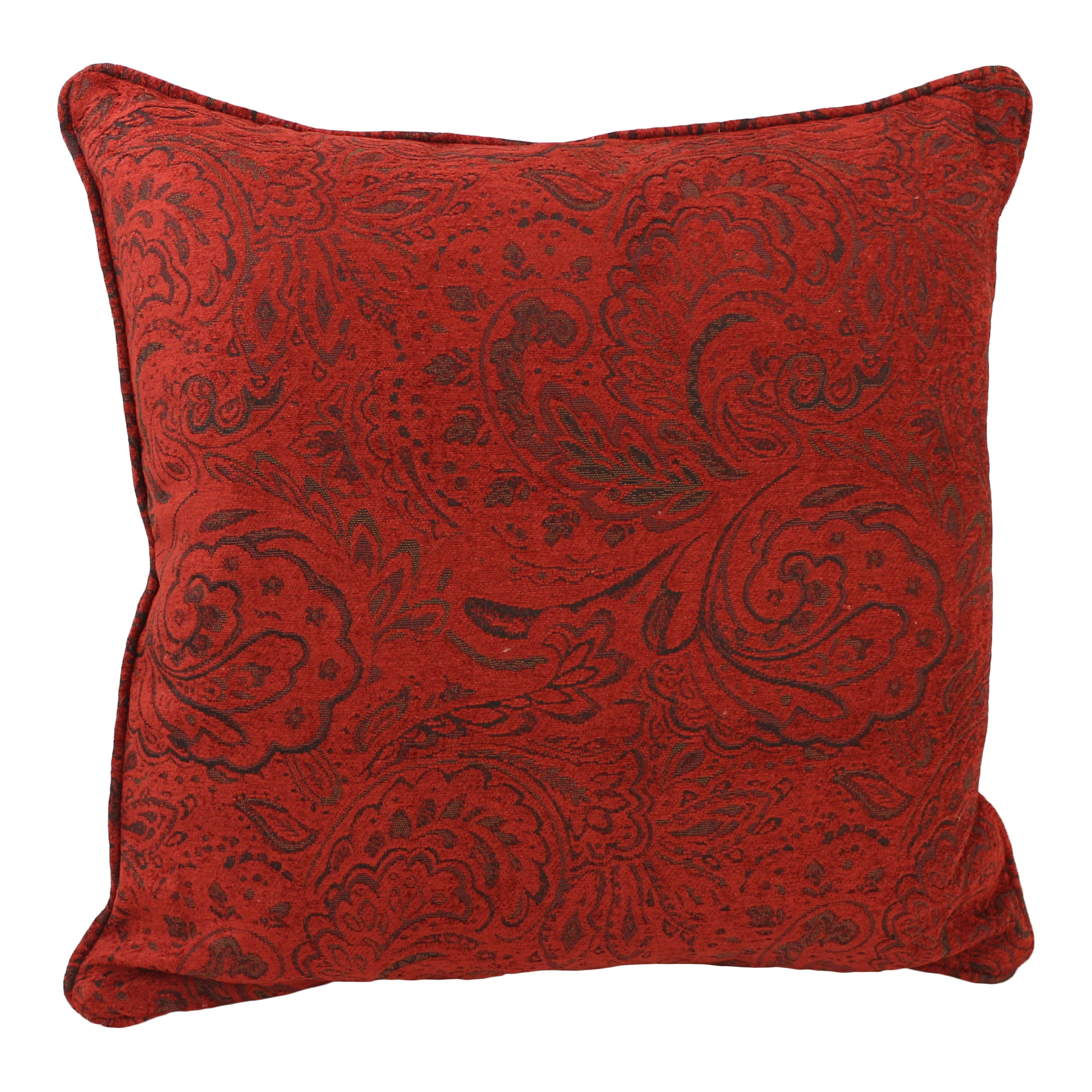 Picture of Blazing Needles 9813-CD-S1-JCH-CO-10 25 in. Double-Corded Patterned Tapestry Square Indoor Floor Pillow with Insert, Scrolled Floral Red
