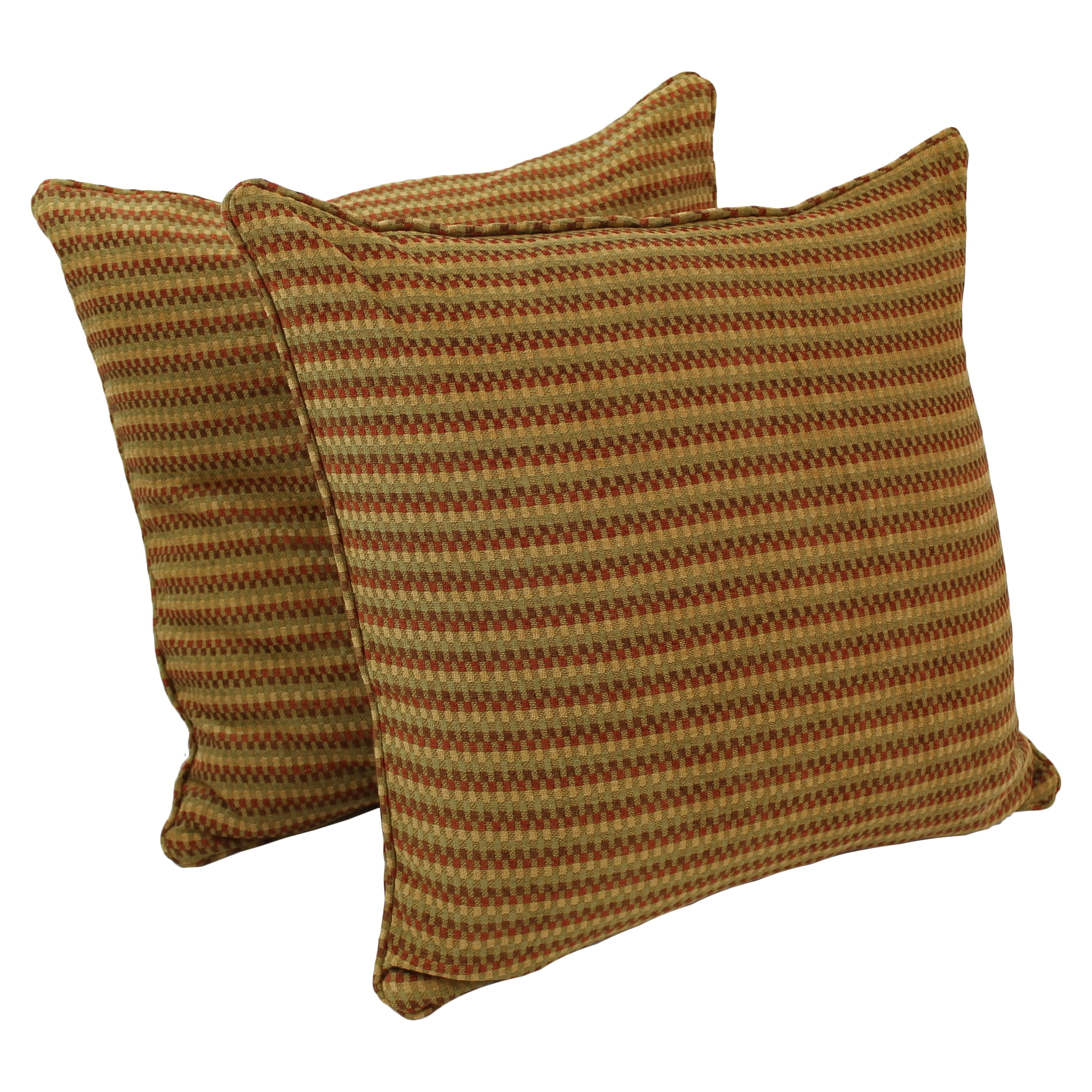 Picture of Blazing Needles 9813-CD-S2-JCH-CO-01 25 in. Double-Corded Patterned Jacquard Chenille Square Floor Pillows with Inserts&#44; Autumn Gingham - Set of 2
