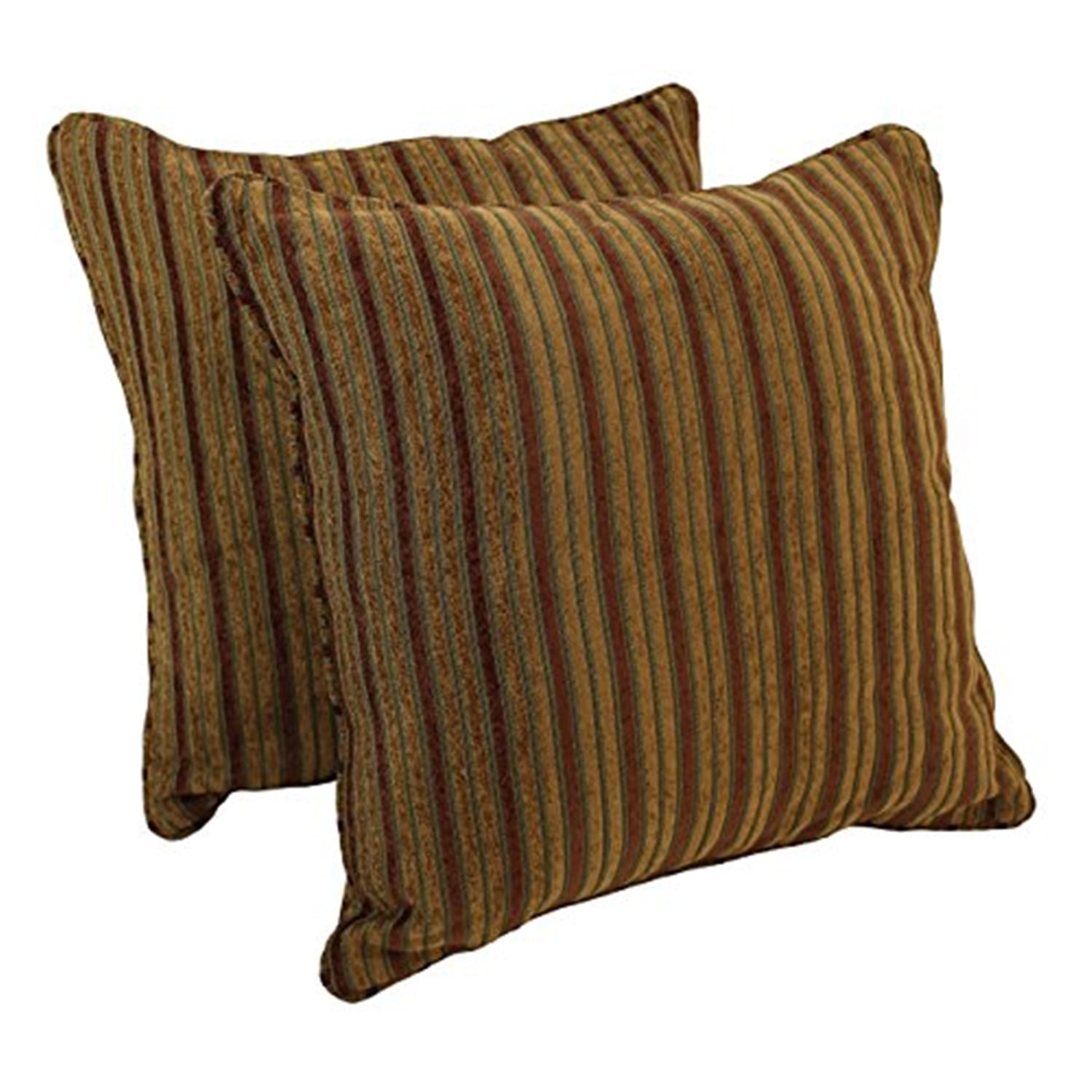 Picture of Blazing Needles 9813-CD-S2-JCH-CO-05 25 in. Double-Corded Patterned Jacquard Chenille Square Floor Pillows with Inserts&#44; Autumn Stripes - Set of 2