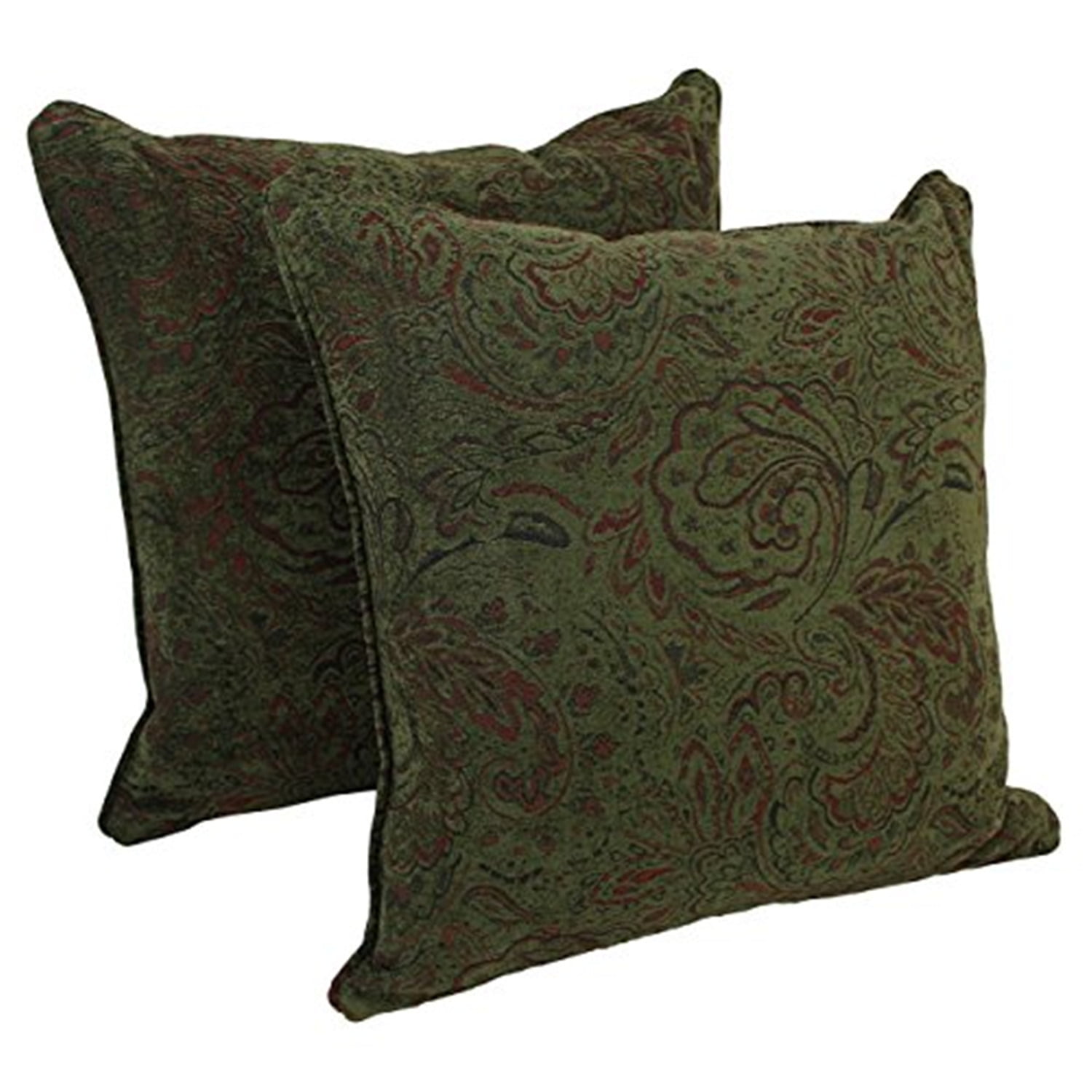 Picture of Blazing Needles 9813-CD-S2-JCH-CO-08 25 in. Double-Corded Patterned Jacquard Chenille Square Floor Pillows with Inserts&#44; Floral Tan - Set of 2
