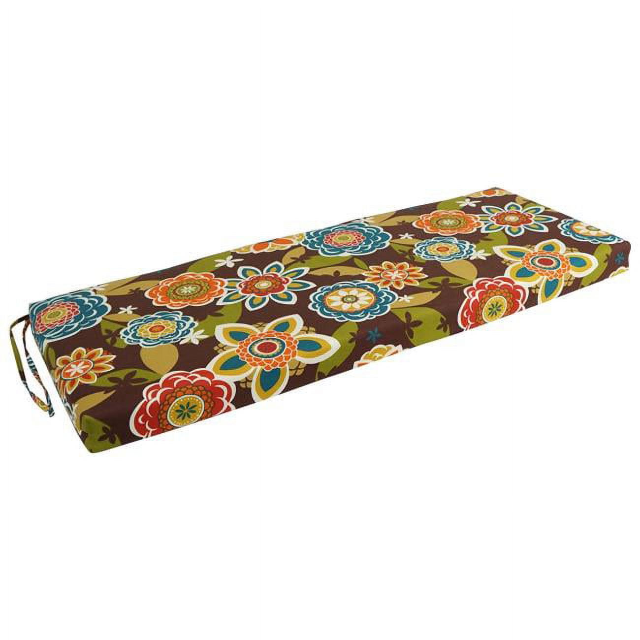 54 x 19 in. Patterned Outdoor Spun Polyester Bench Cushion, Annie Chocolate