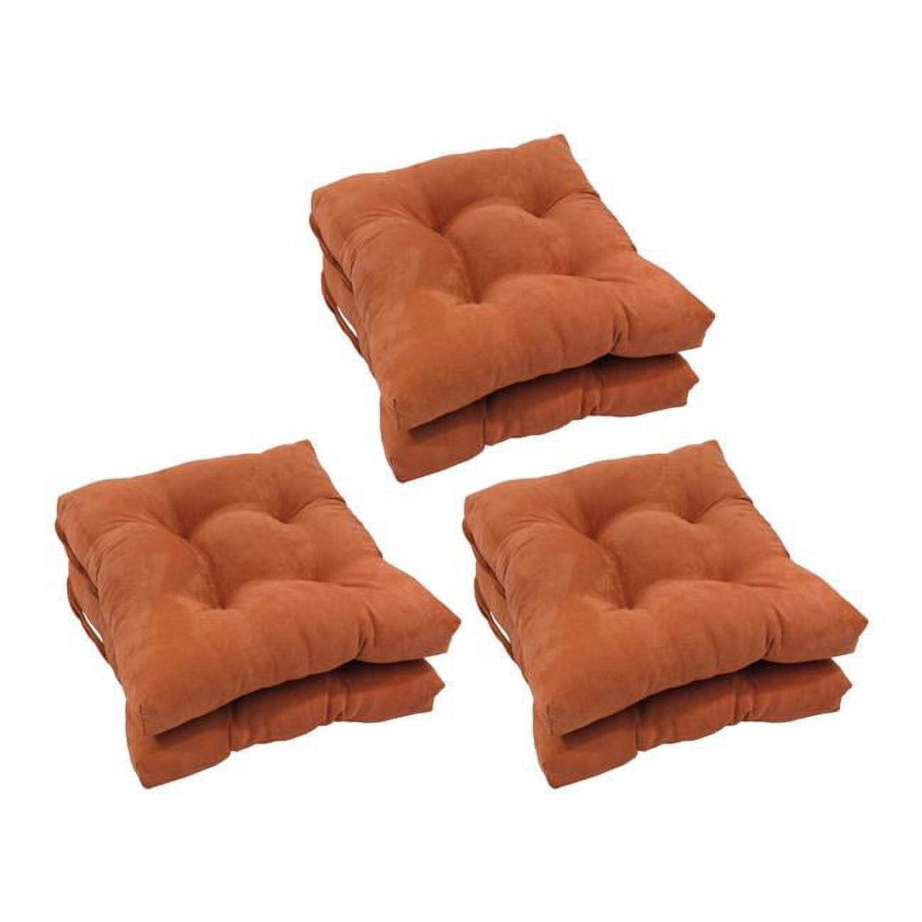 Picture of Blazing Needles 916X16SQ-T-6CH-MS-SP 16 in. Solid Microsuede Square Tufted Chair Cushions, Spice - Set of 6