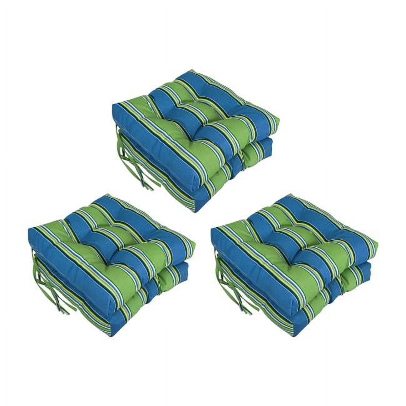 Picture of Blazing Needles 916X16SQ-T-6CH-REO-29 Spun Polyester Square Tufted Outdoor Dining Chair Cushions, Haliwell Caribbean - Set of 6