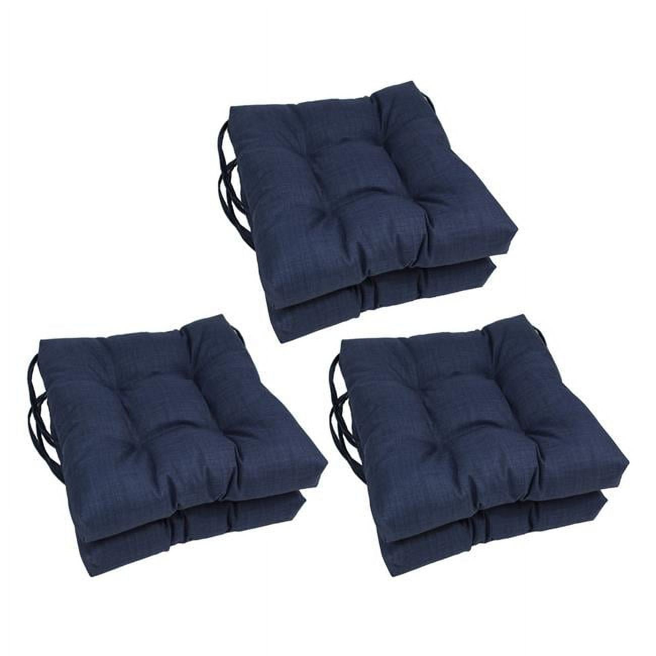 Picture of Blazing Needles 916X16SQ-T-6CH-REO-SOL-05 16 in. Spun Polyester Solid Outdoor Square Tufted Chair Cushions, Azul - Set of 6