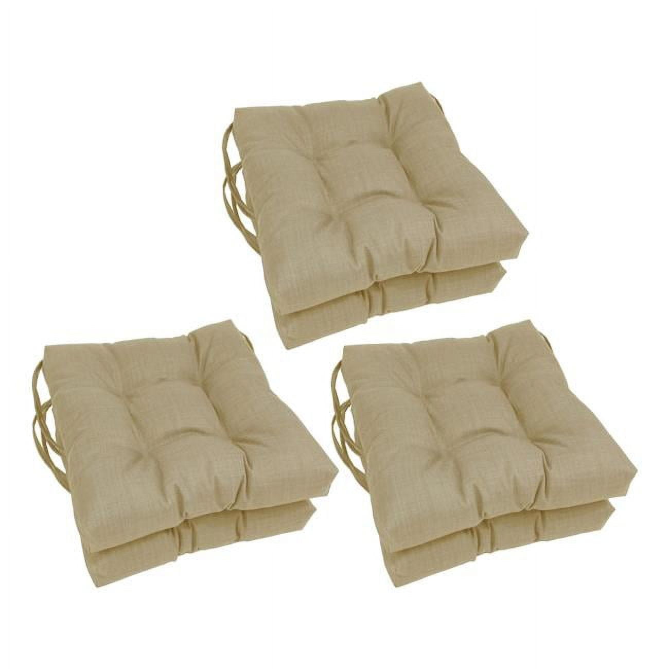 Picture of Blazing Needles 916X16SQ-T-6CH-REO-SOL-07 16 in. Spun Polyester Solid Outdoor Square Tufted Chair Cushions, Sandstone - Set of 6