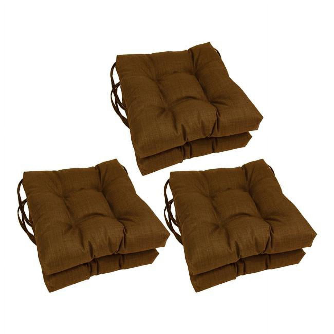 Picture of Blazing Needles 916X16SQ-T-6CH-REO-SOL-10 16 in. Spun Polyester Solid Outdoor Square Tufted Chair Cushions, Cocoa - Set of 6