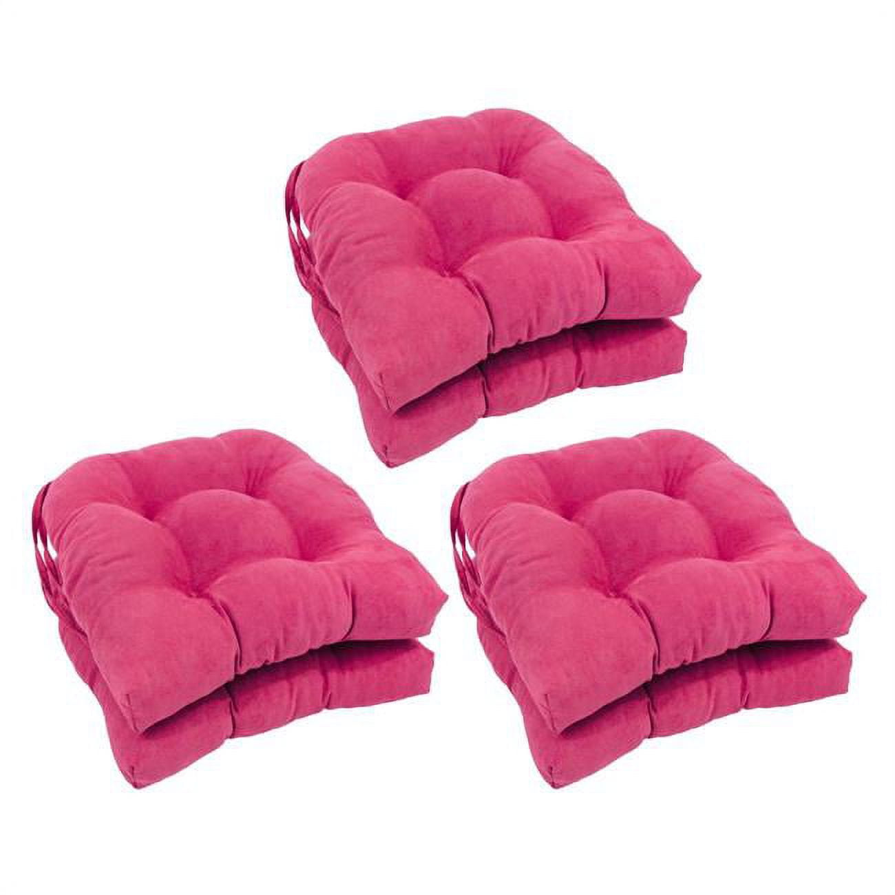 Picture of Blazing Needles 916X16US-T-6CH-MS-BB 16 in. Solid Microsuede U-Shaped Tufted Chair Cushions, Bery Berry - Set of 6