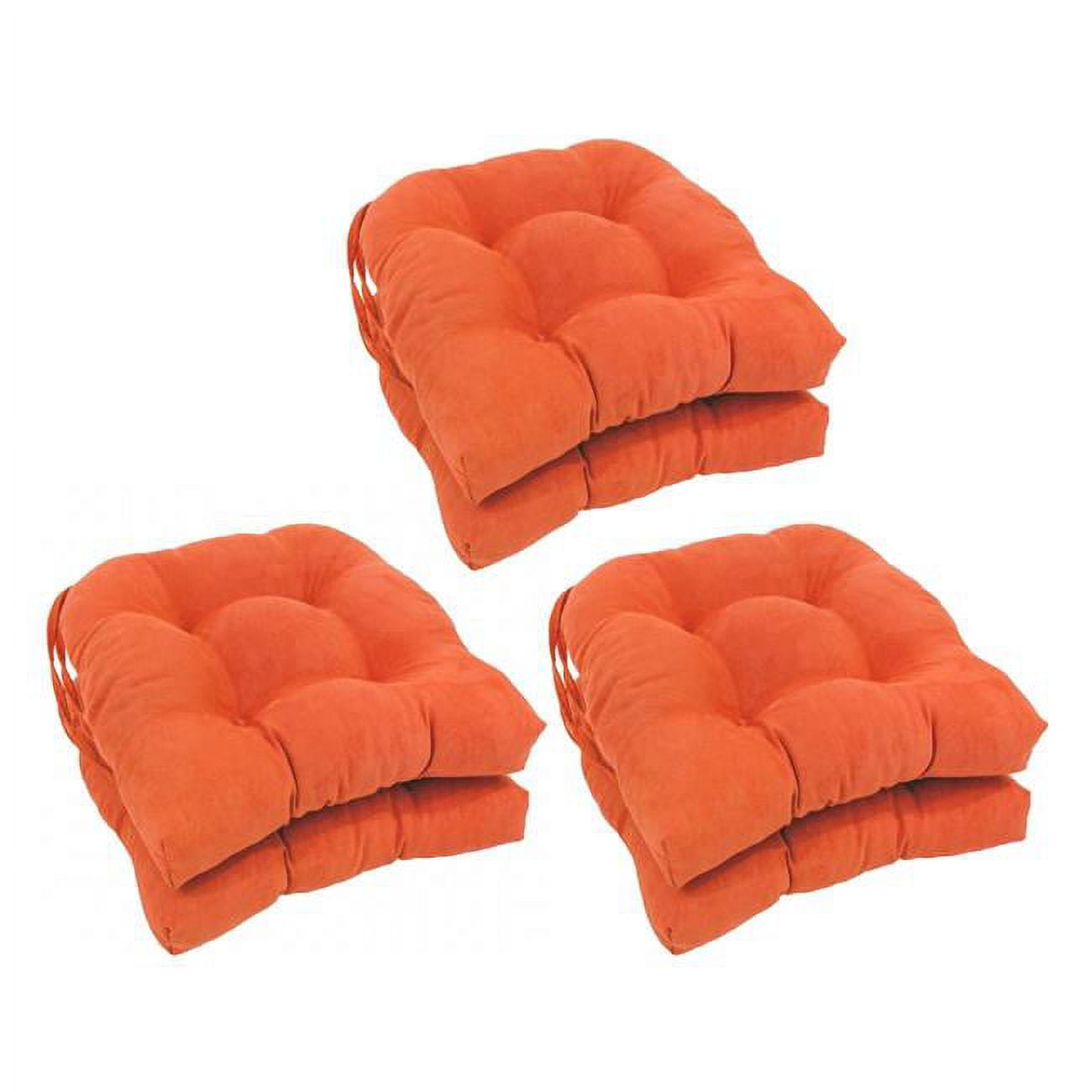 Picture of Blazing Needles 916X16US-T-6CH-MS-TD 16 in. Solid Microsuede U-Shaped Tufted Chair Cushions, Tangerine Dream - Set of 6