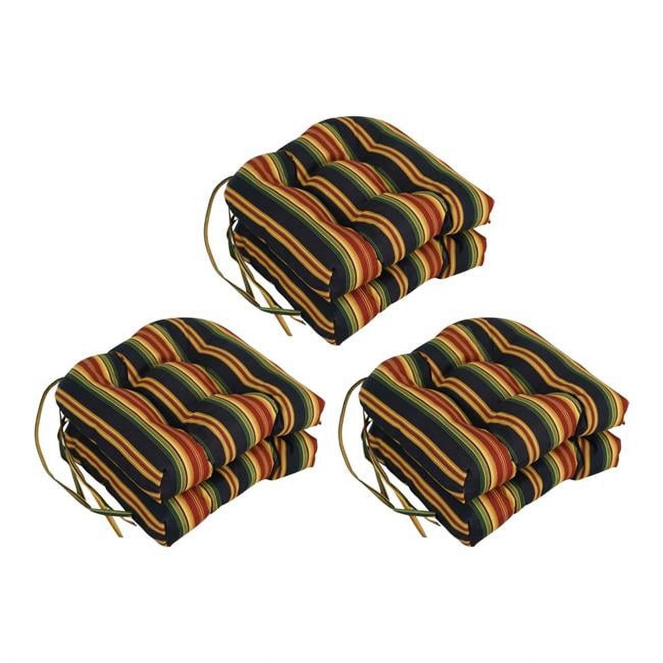 Picture of Blazing Needles 916X16US-T-6CH-REO-31 Spun Polyester U-Shaped Outdoor Dining Chair Cushions, Lyndhurst Raven - Set of 6