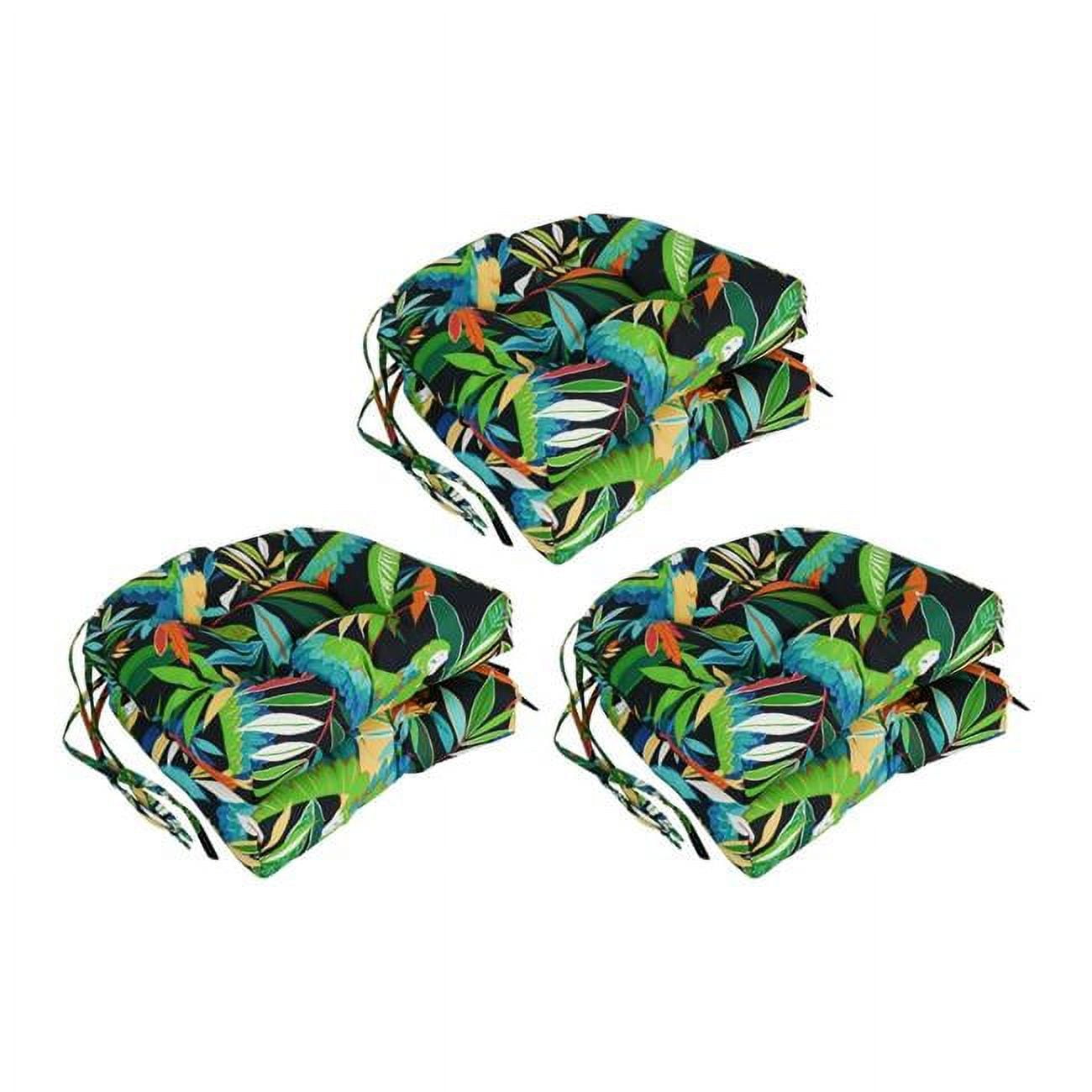 Picture of Blazing Needles 916X16US-T-6CH-REO-48 Spun Polyester U-Shaped Outdoor Dining Chair Cushions, Tucuman Ebony - Set of 6