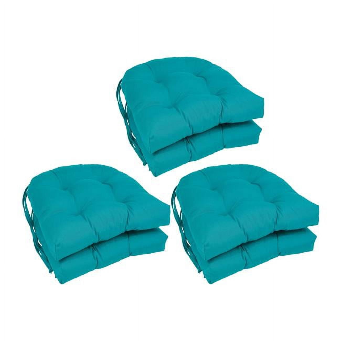 Picture of Blazing Needles 916X16US-T-6CH-TW-AB 16 in. Solid Twill U-Shaped Tufted Chair Cushions, Aqua Blue - Set of 6