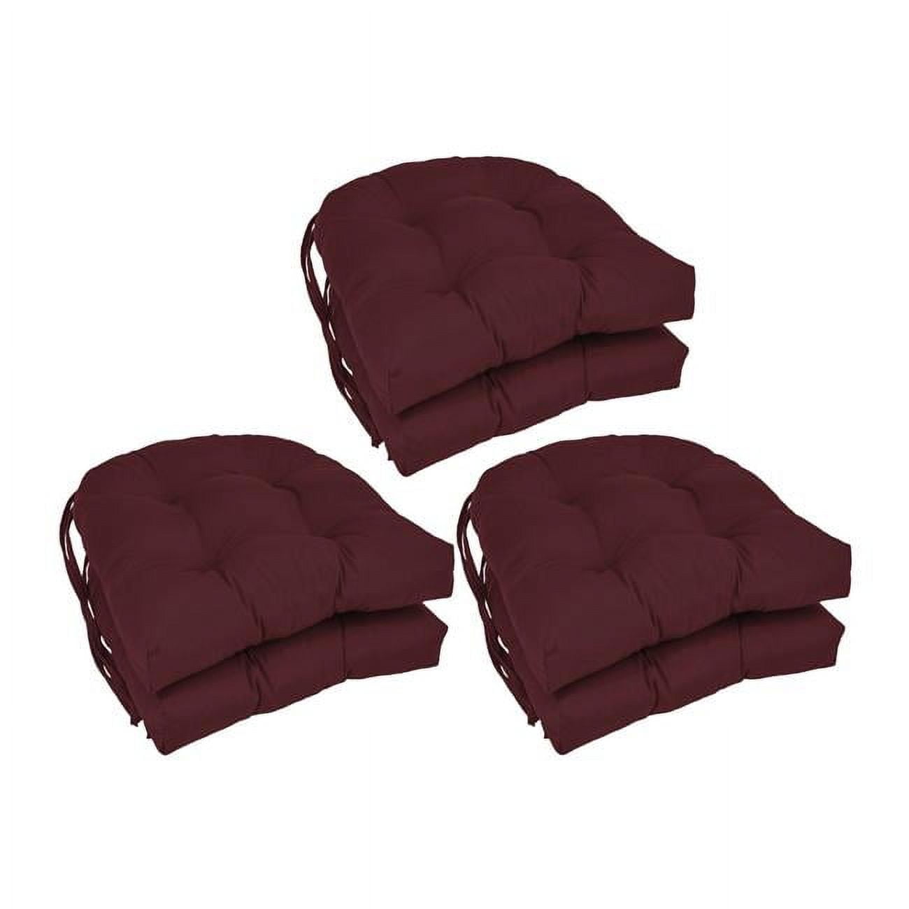 Picture of Blazing Needles 916X16US-T-6CH-TW-BG 16 in. Solid Twill U-Shaped Tufted Chair Cushions, Burgundy - Set of 6