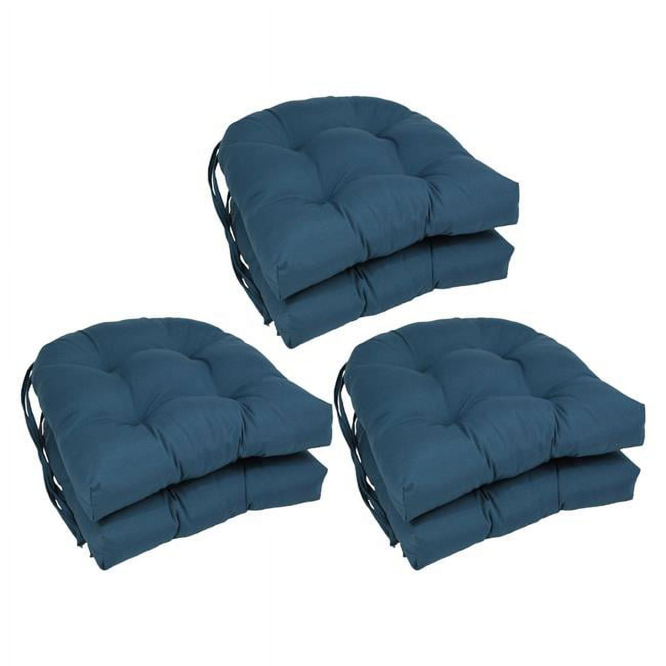 Picture of Blazing Needles 916X16US-T-6CH-TW-IN 16 in. Solid Twill U-Shaped Tufted Chair Cushions, Indigo - Set of 6