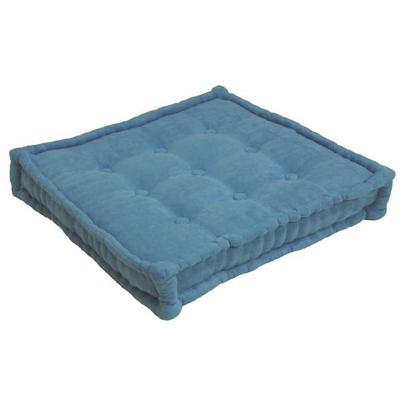 Square Corded Floor Pillow with Button Tufts - Teal