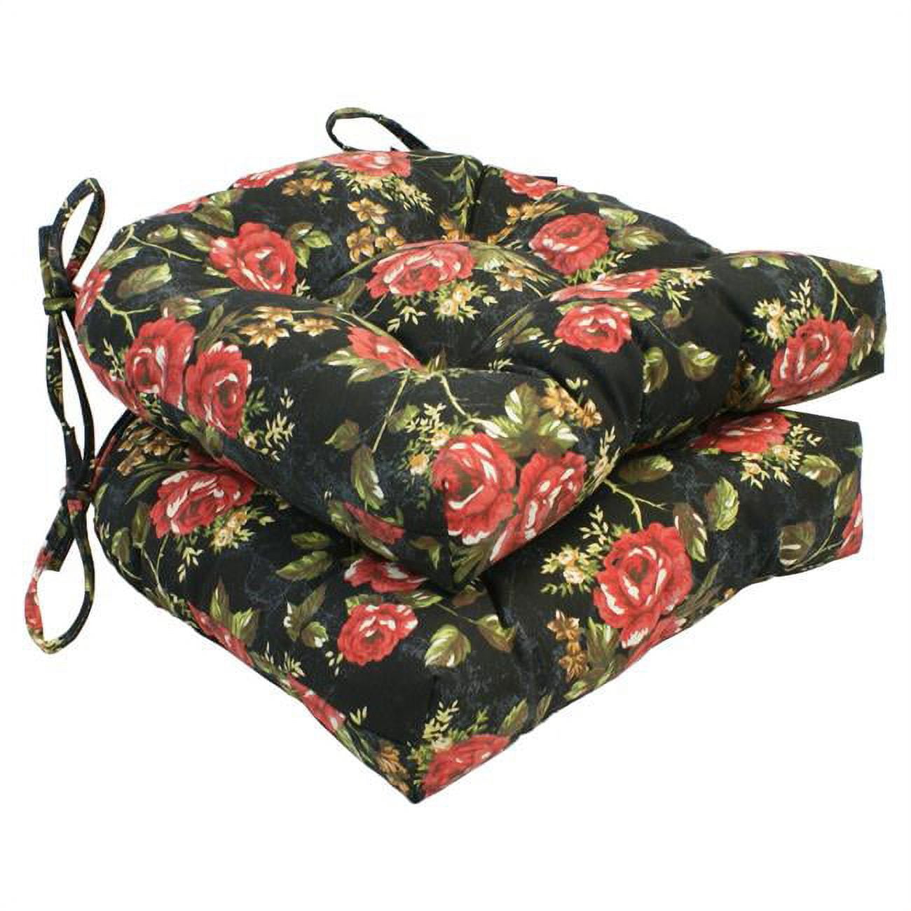 Picture of Blazing Needles 916X16US-T-2CH-ID-006 16 in. U-Shaped Tufted Chair Cushions, Midnight Rose - Set of 2