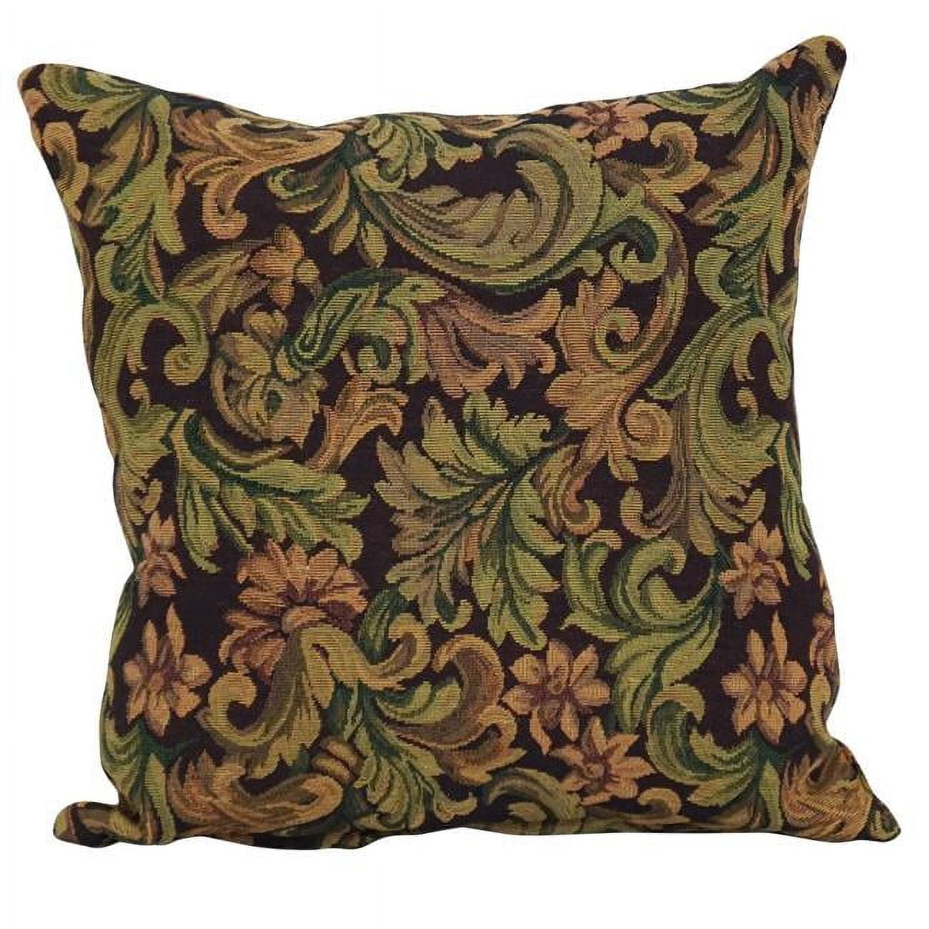 9910-S1-ZP-ID-053 Soft Woven Tapestry Indoor Throw Pillows, Brown Damask