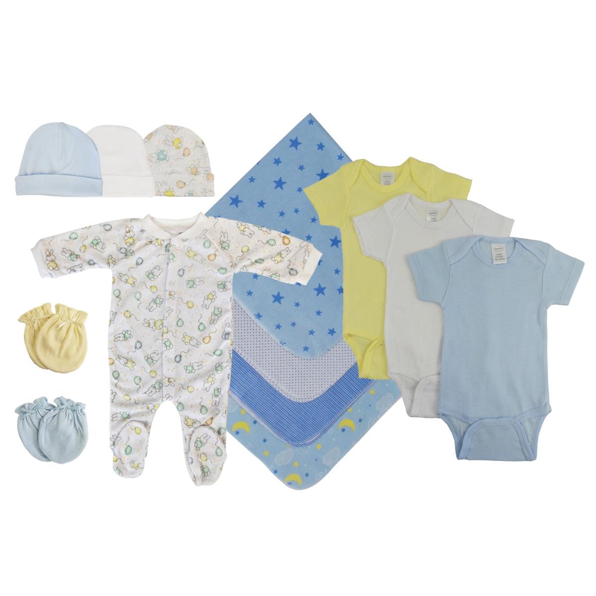 NC-0521S Baby Boy 13 Piece Layette Sets, White & Blue - Small