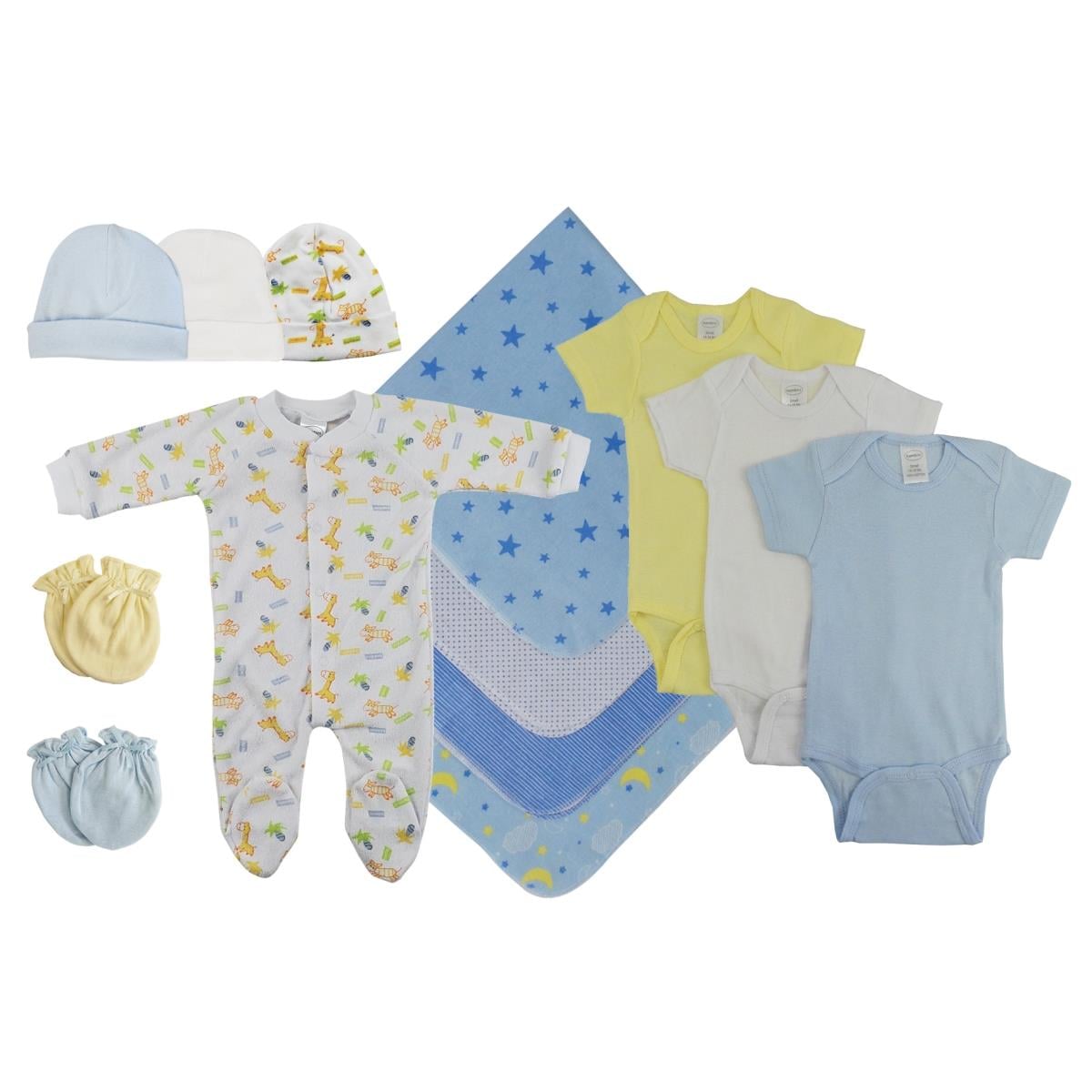 NC-0522M Baby Boy 13 Piece Layette Sets, White & Blue - Medium