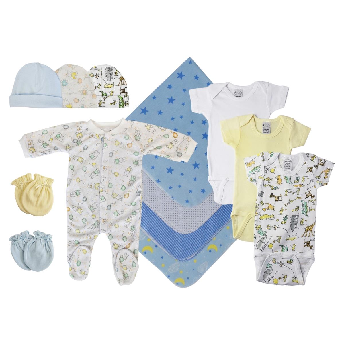 NC-0523S Baby Boy 13 Piece Layette Sets, White & Blue - Small