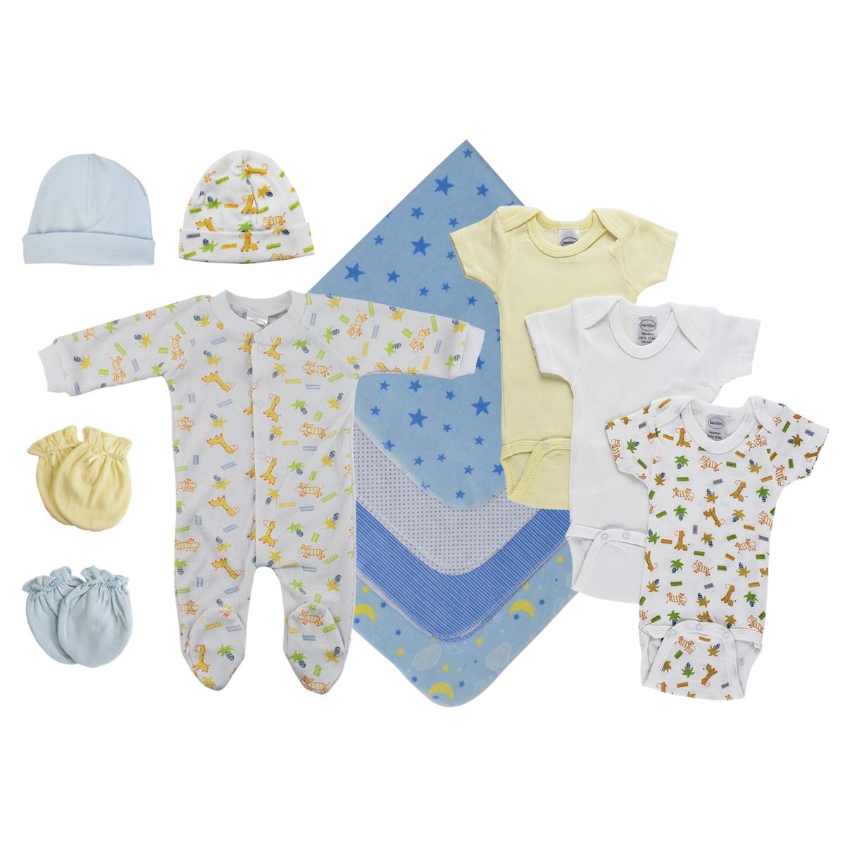 NC-0524S Baby Boy 12 Piece Layette Sets, White & Blue - Small