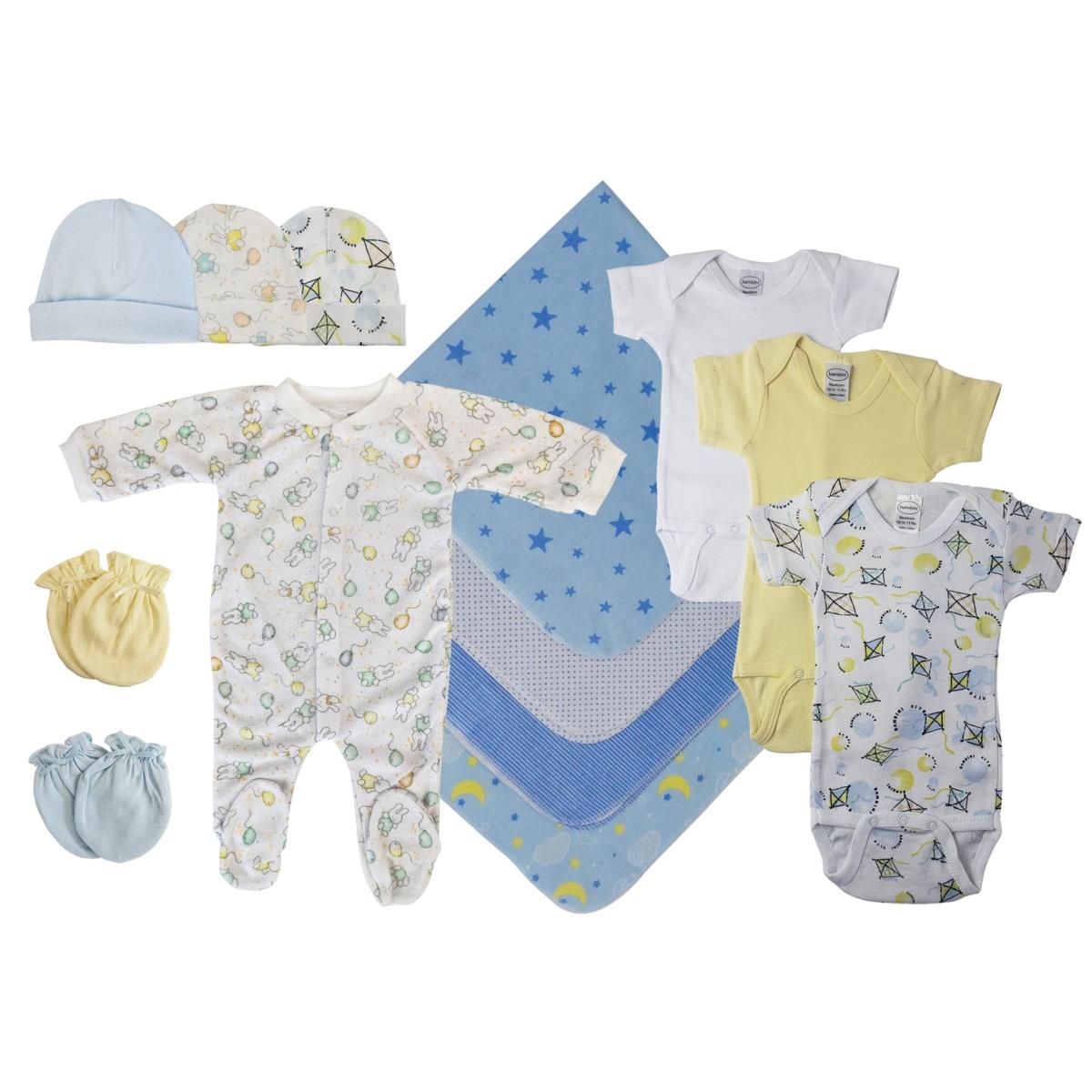 NC-0527S Baby Boy 13 Piece Layette Sets, White & Blue - Small