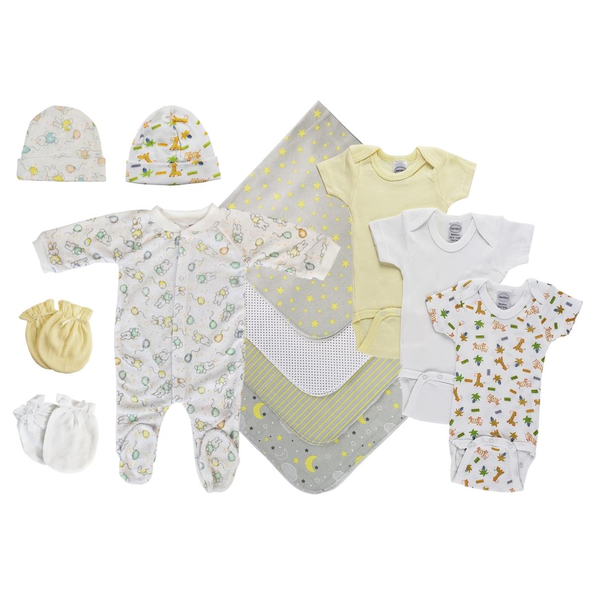 NC-0541L Unisex Baby 12 Piece Layette Sets, White & Yellow - Large