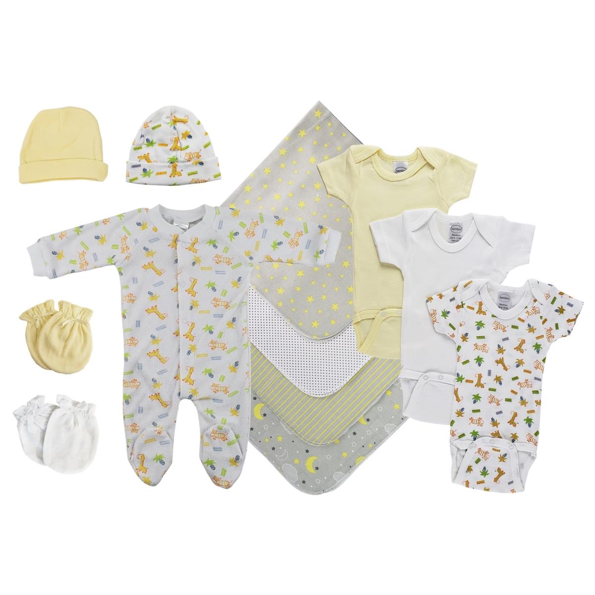 NC-0542S Unisex Baby 13 Piece Layette Sets, White & Yellow - Small