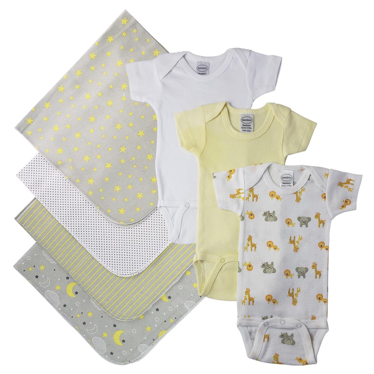 NC-0543L Unisex Baby 7 Piece Layette Sets, White & Yellow - Large