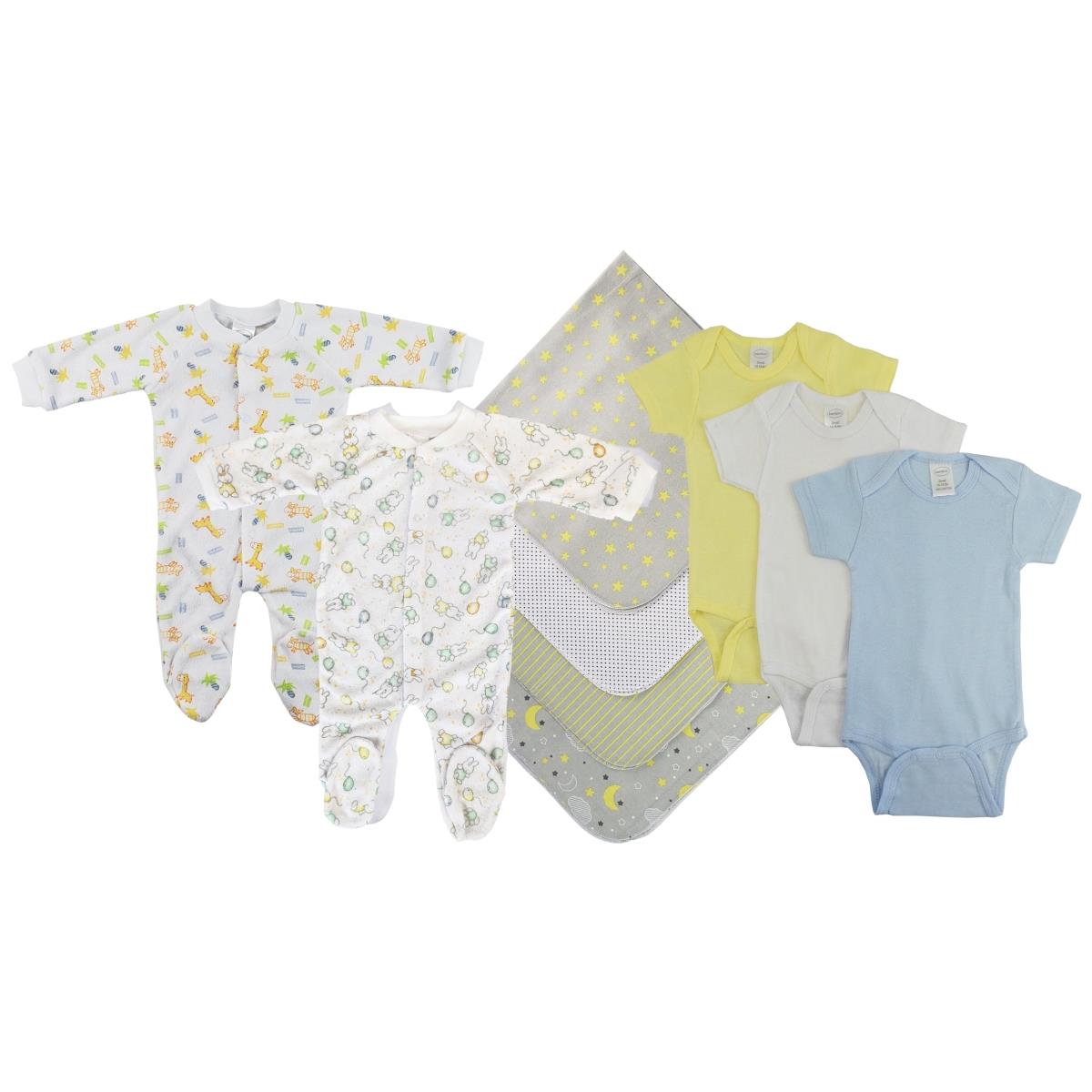 NC-0549M Unisex Baby 9 Piece Layette Sets, White & Yellow - Medium