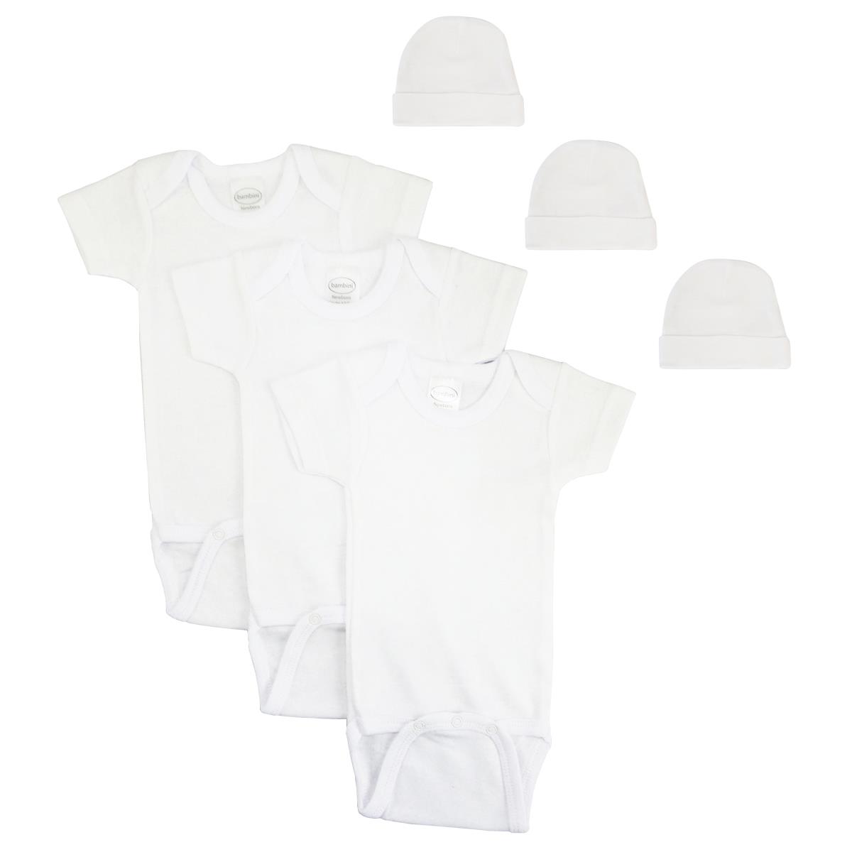NC-0557M Unisex Baby 6 Piece Layette Sets, White - Medium