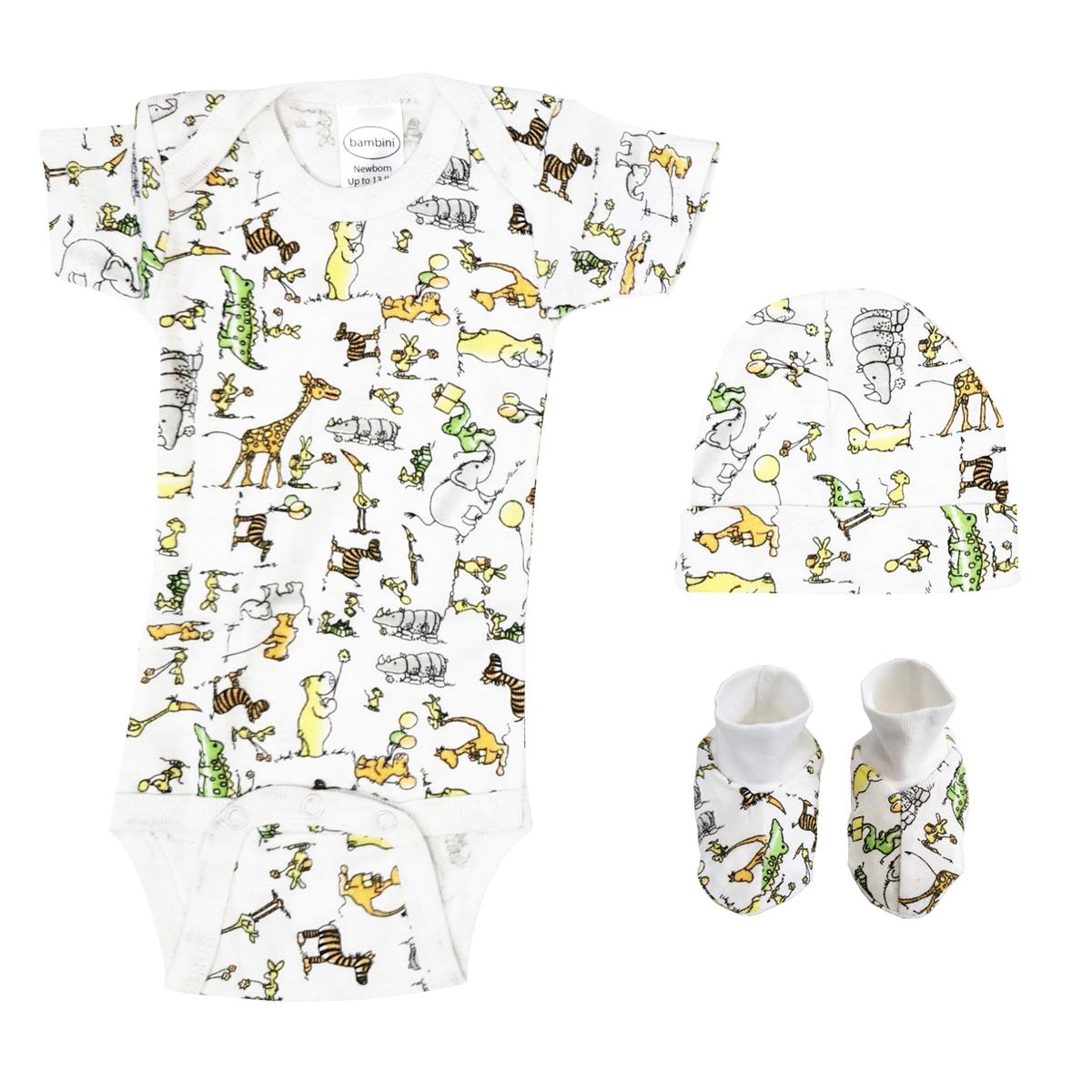 NC-0559 Unisex Newborn Baby 3 Piece Layette Sets, White